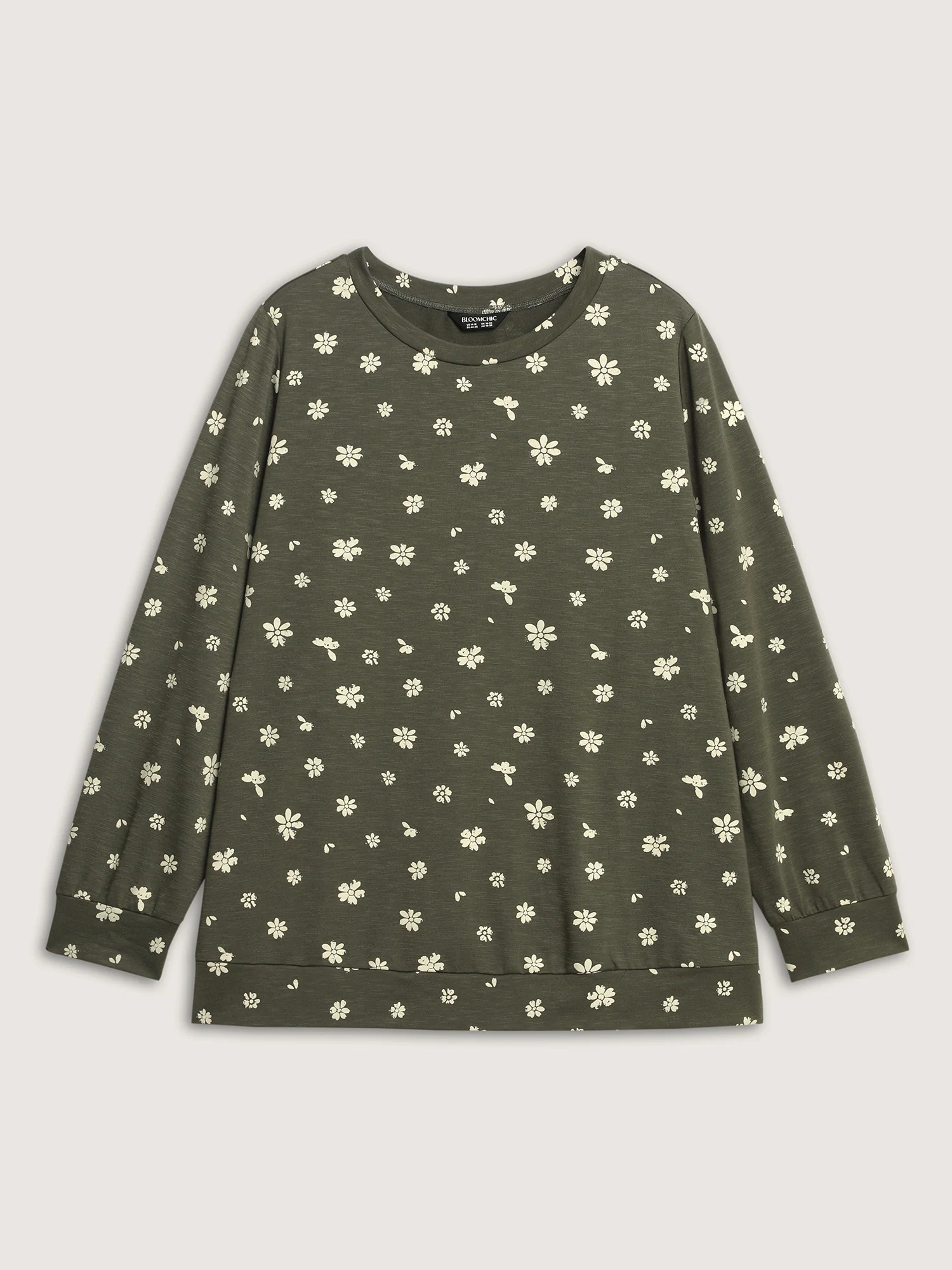 Floral Stretchy Textured Printed Sweatshirt - Image 6