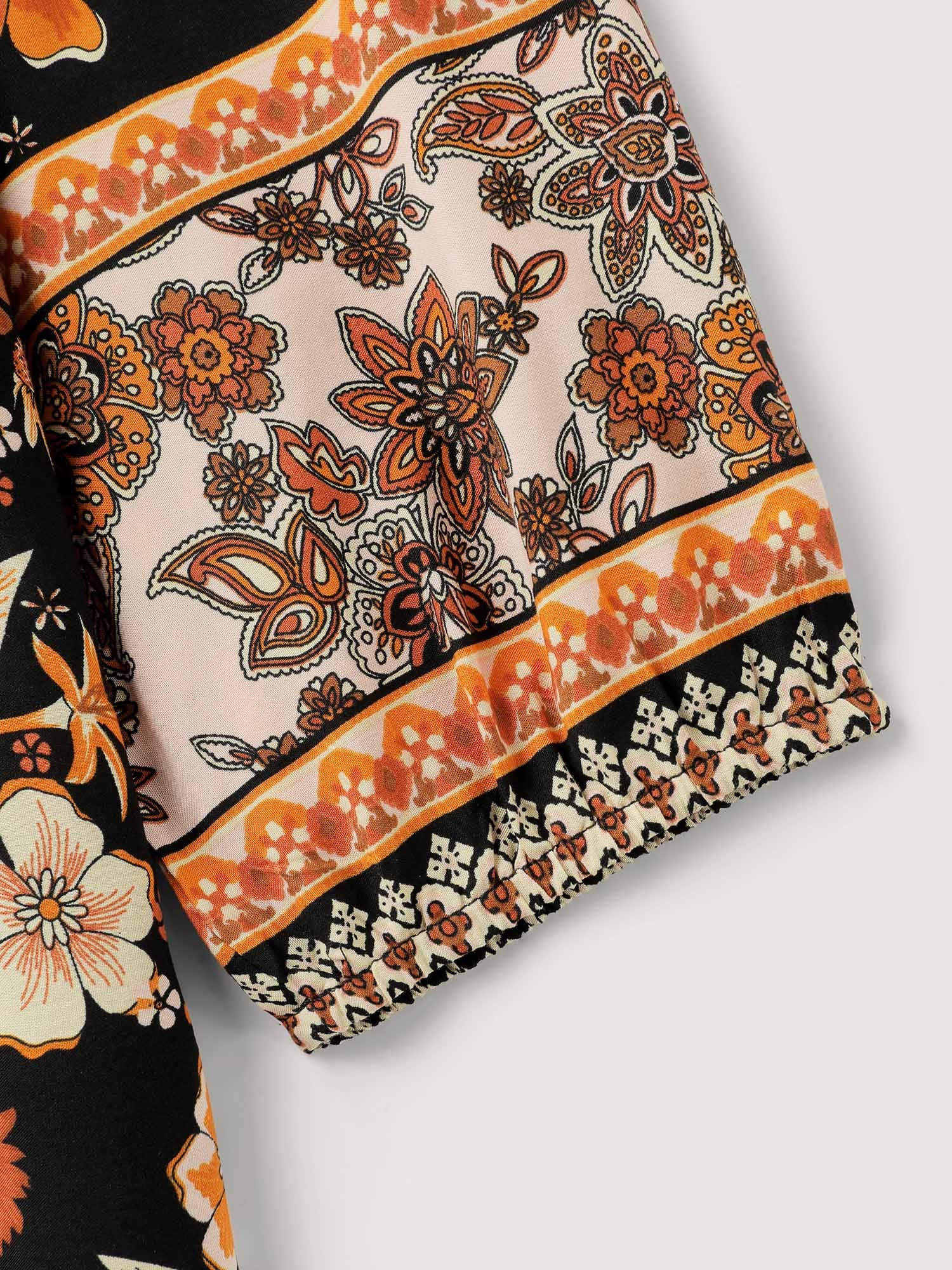 Floral Stretchy Waist Neck-Tie Maxi Dress - Image 6