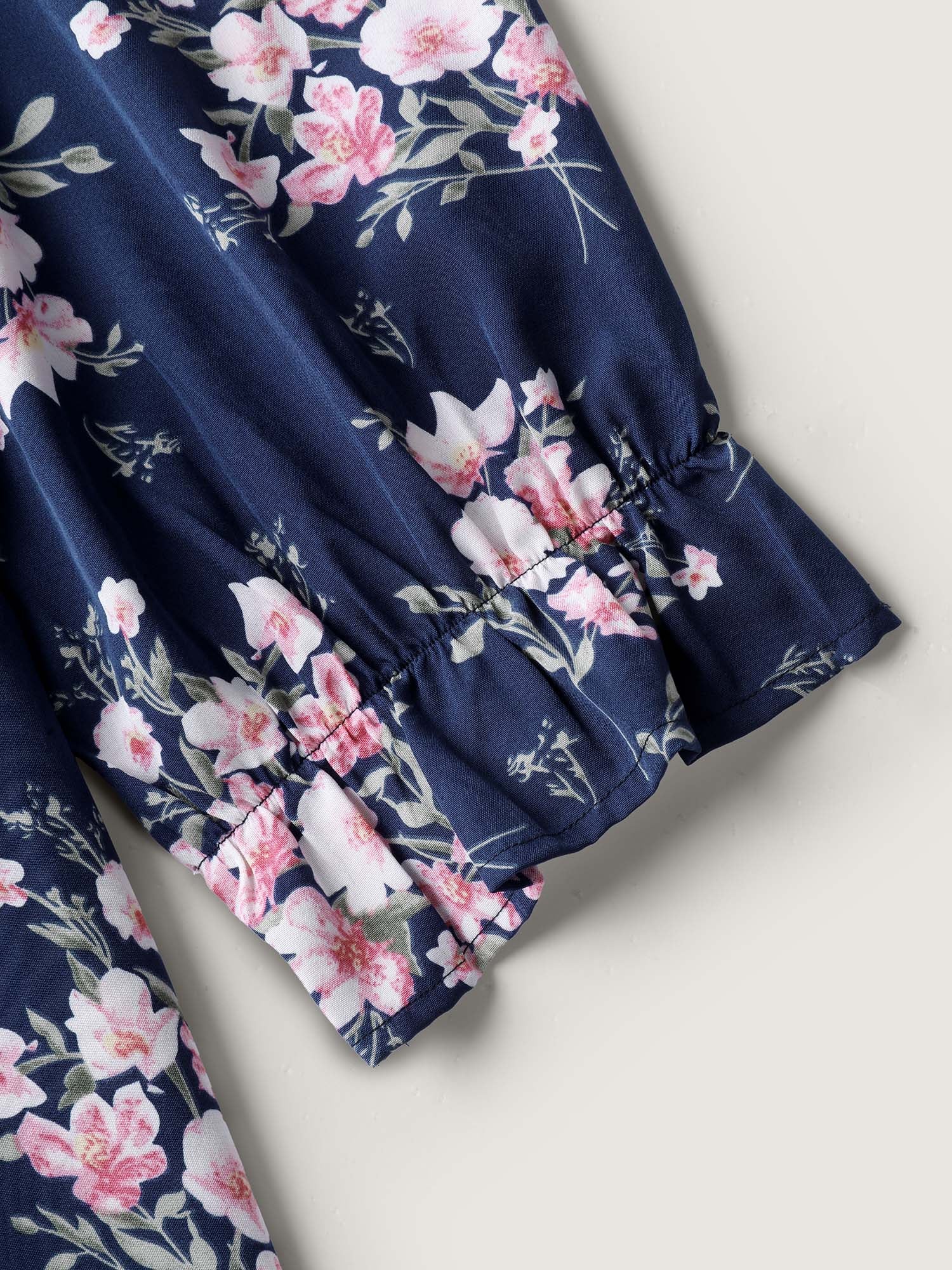 Floral Stretchy Waist Ruffled Midi Dress - Image 6