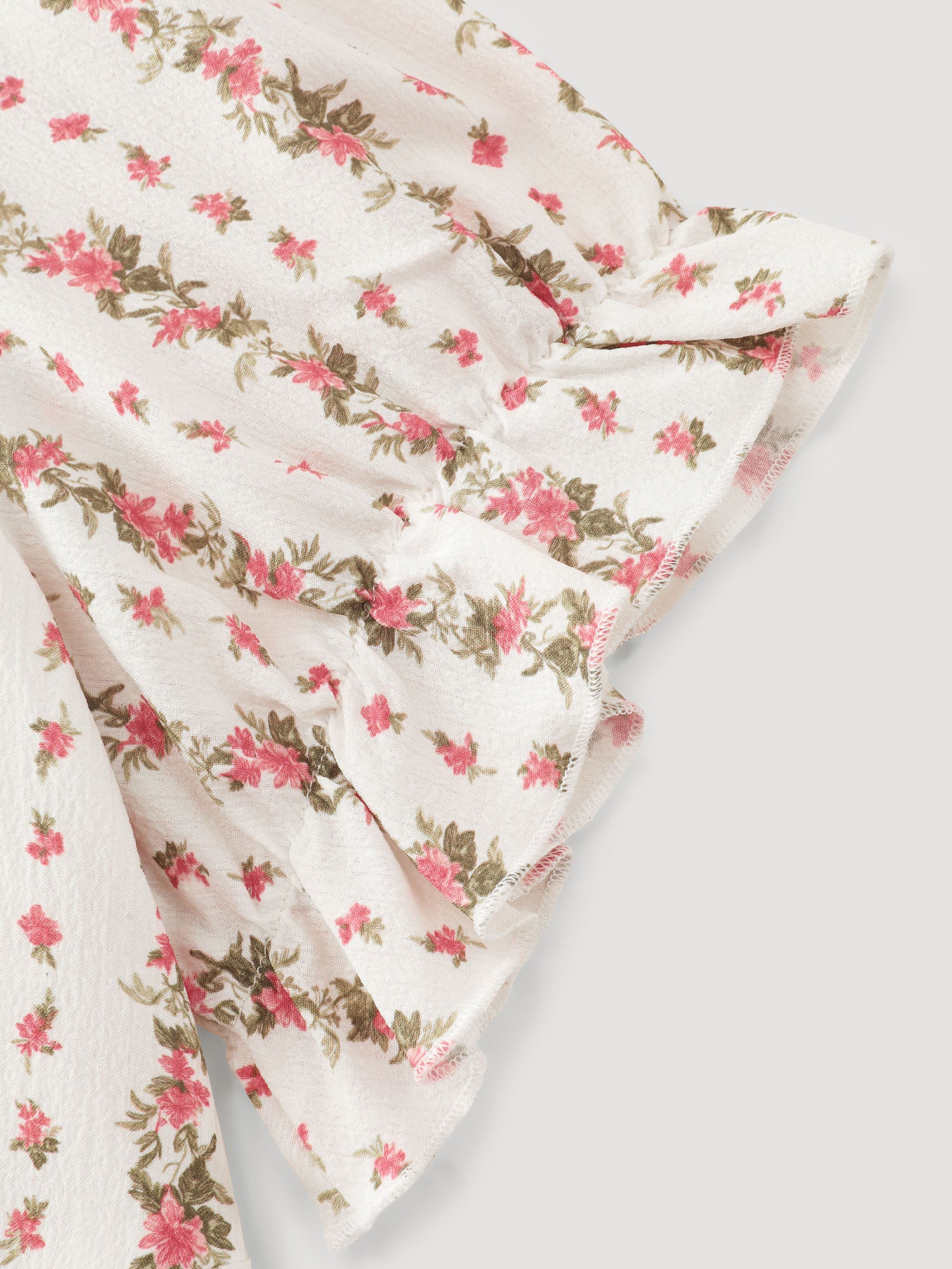Floral Striped Adjustable Drawstring Blouse - Image 6