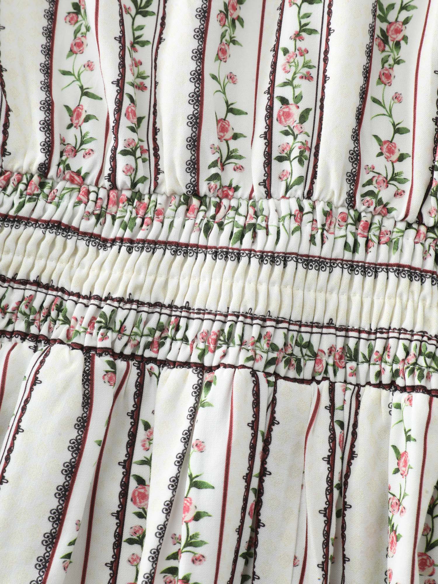 Floral Striped Print Pockets V-Neck Mini Dress - Image 6