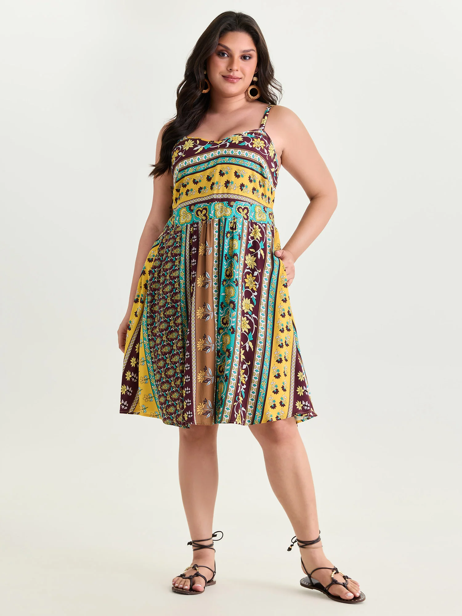 Floral Striped Print Shirred Mini Dress - Image 3