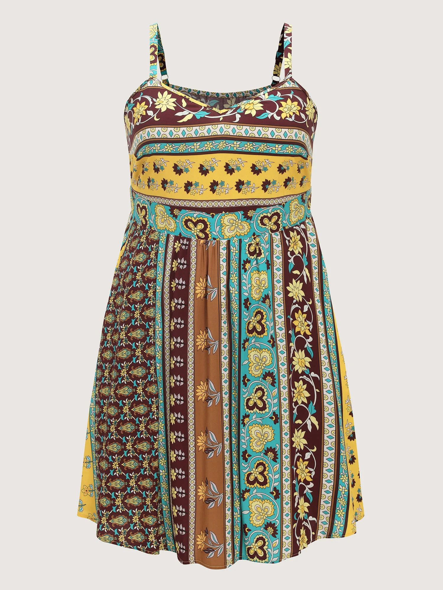 Floral Striped Print Shirred Mini Dress - Image 7