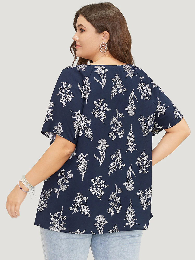 Floral Tassels Tie Neck Contrast Lace  Blouse - Image 6