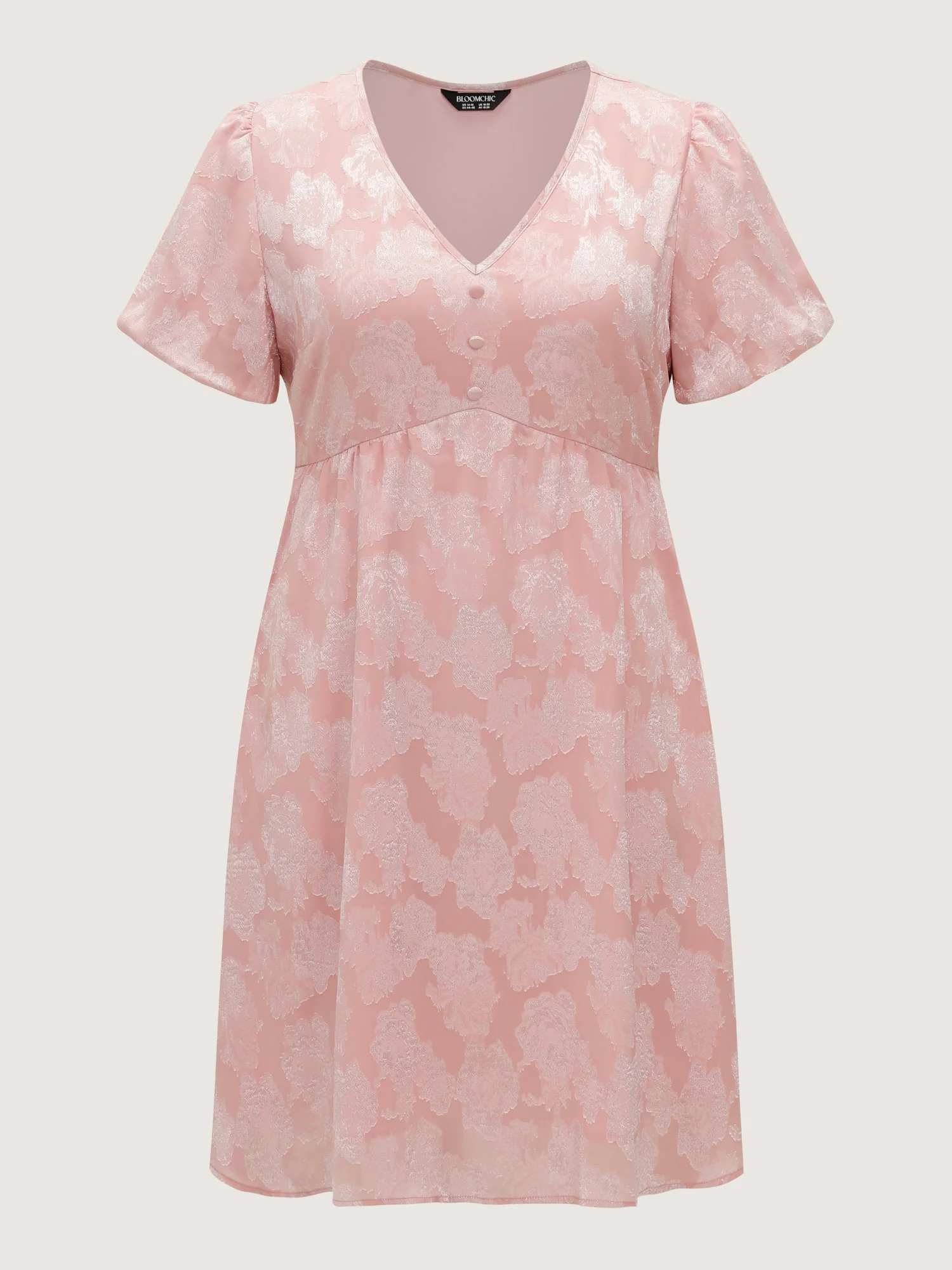 Floral Textured Bubble Sleeve Mini Dress - Image 7