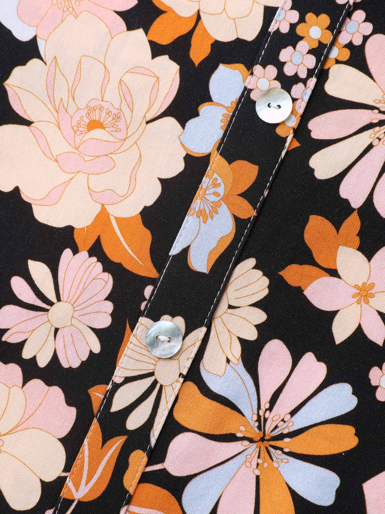 Floral Textured Button Placket Blouse - Image 5