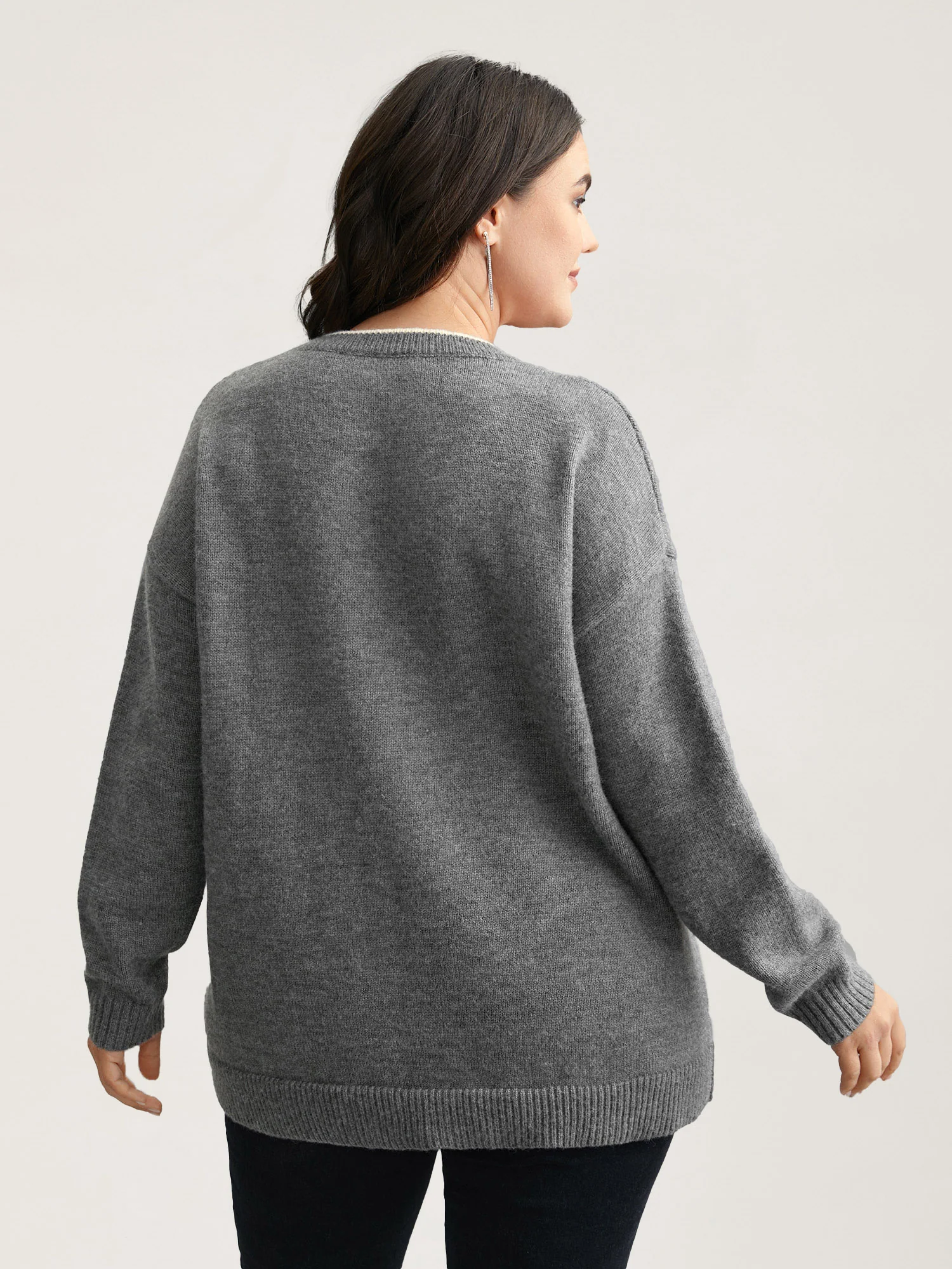 Floral Textured Crew Neck Pullover - Image 2