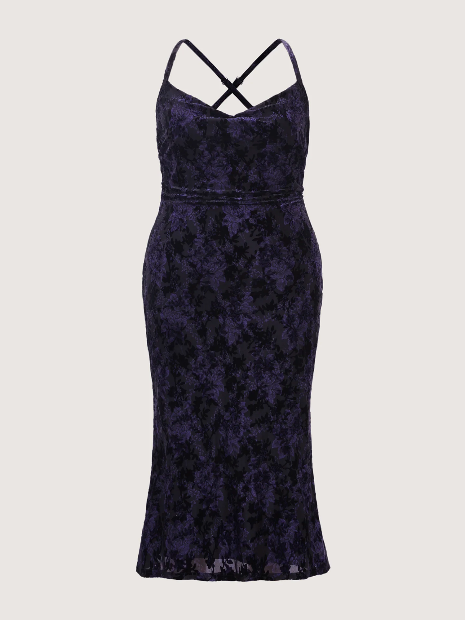 Floral Textured Flocked Bodycon Fit Dress - Image 5