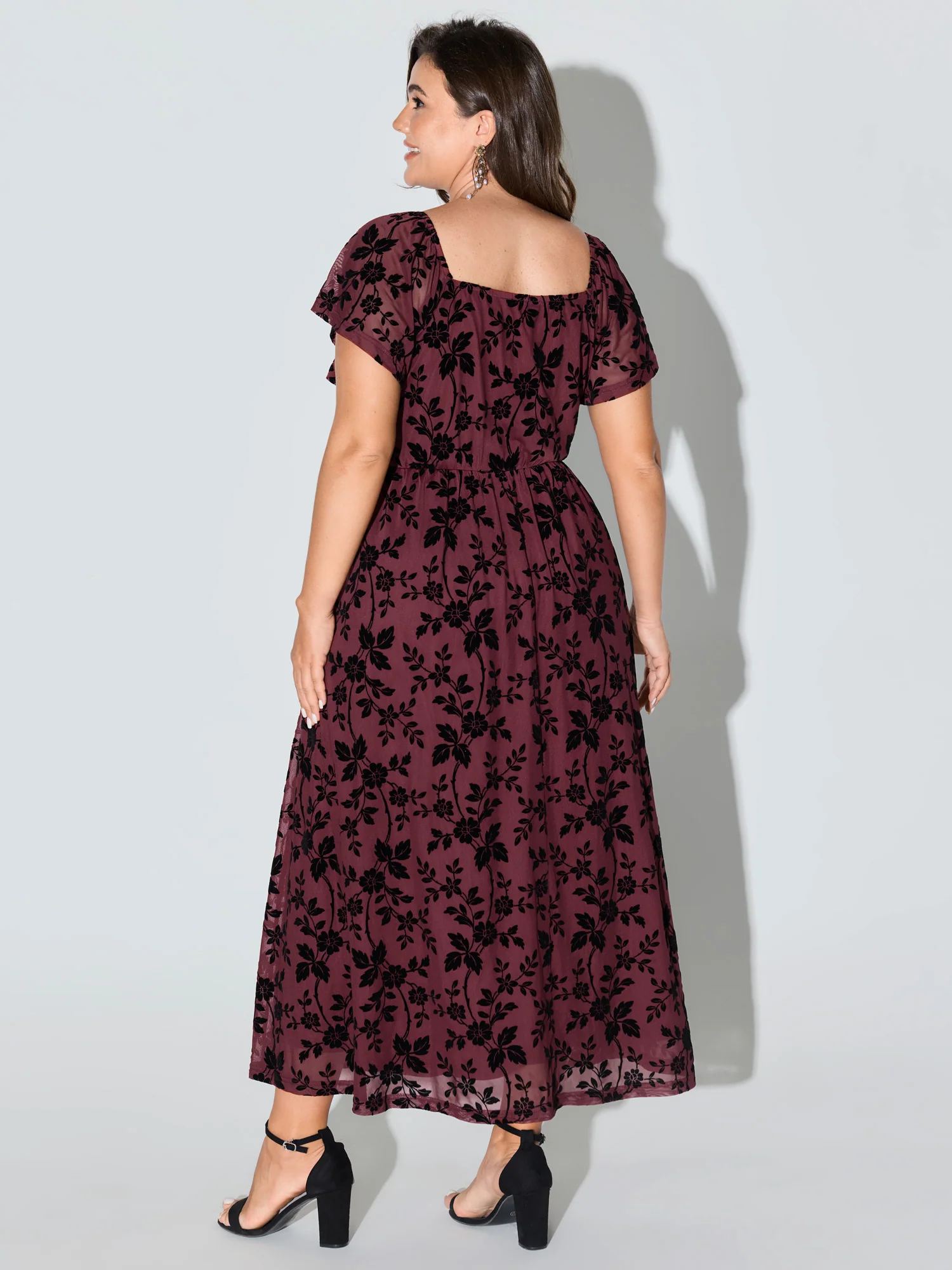 Floral Textured Jacquard Slit Hem Maxi Dress - Image 15