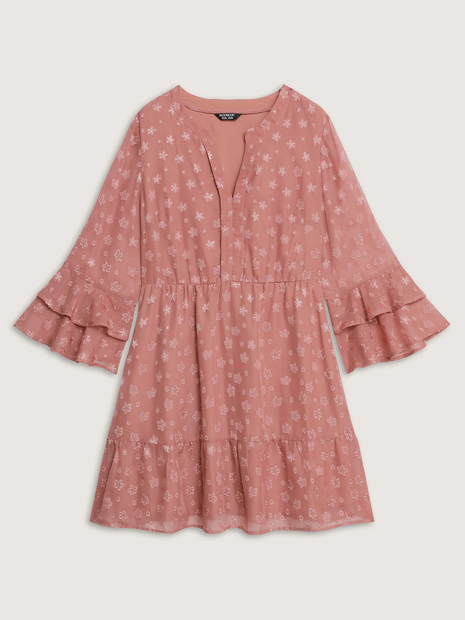Floral Textured Layered Sleeve Sheer Mini Dress - Image 7