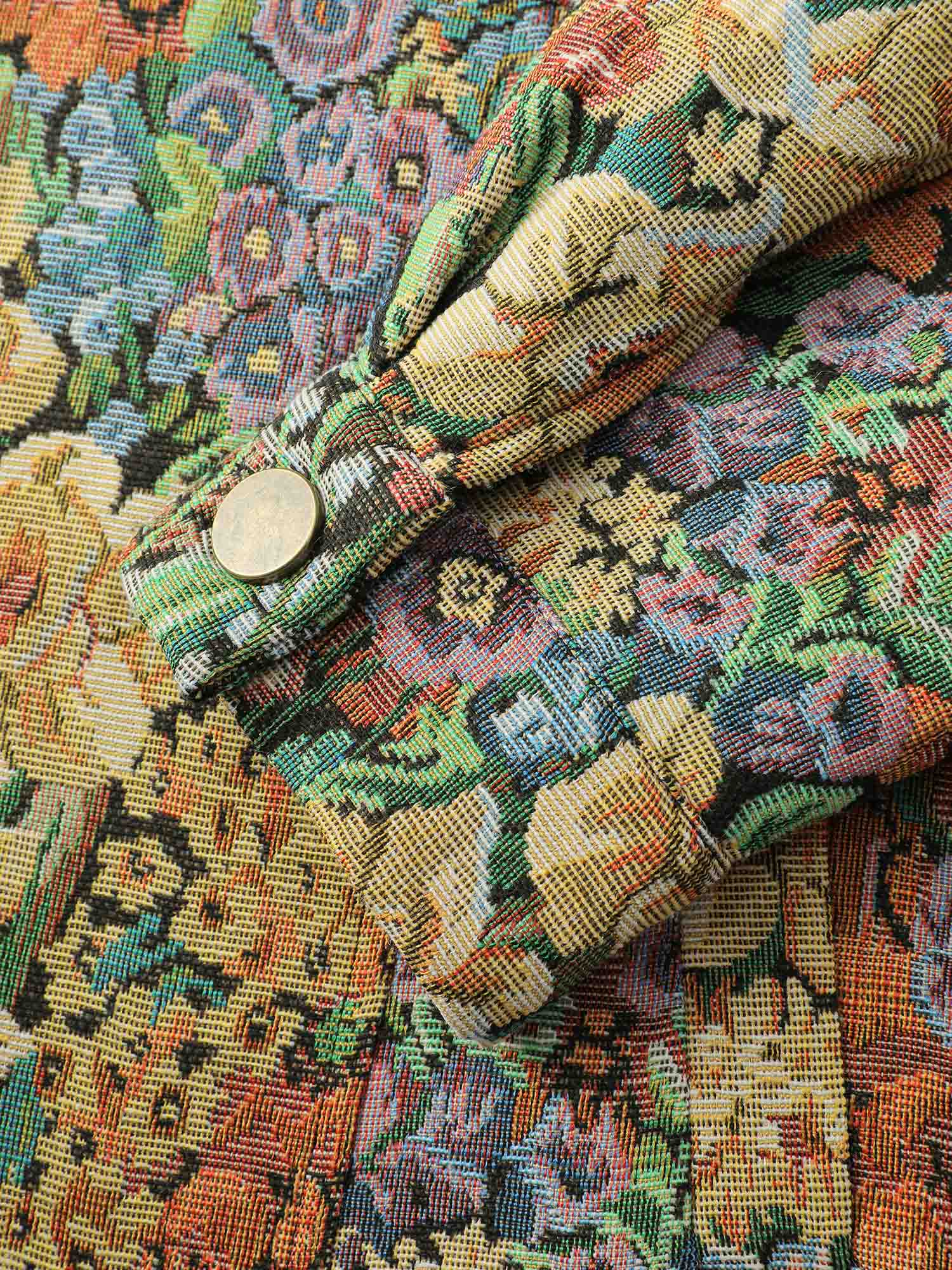 Floral Textured Lined Pockets Coat - Image 5