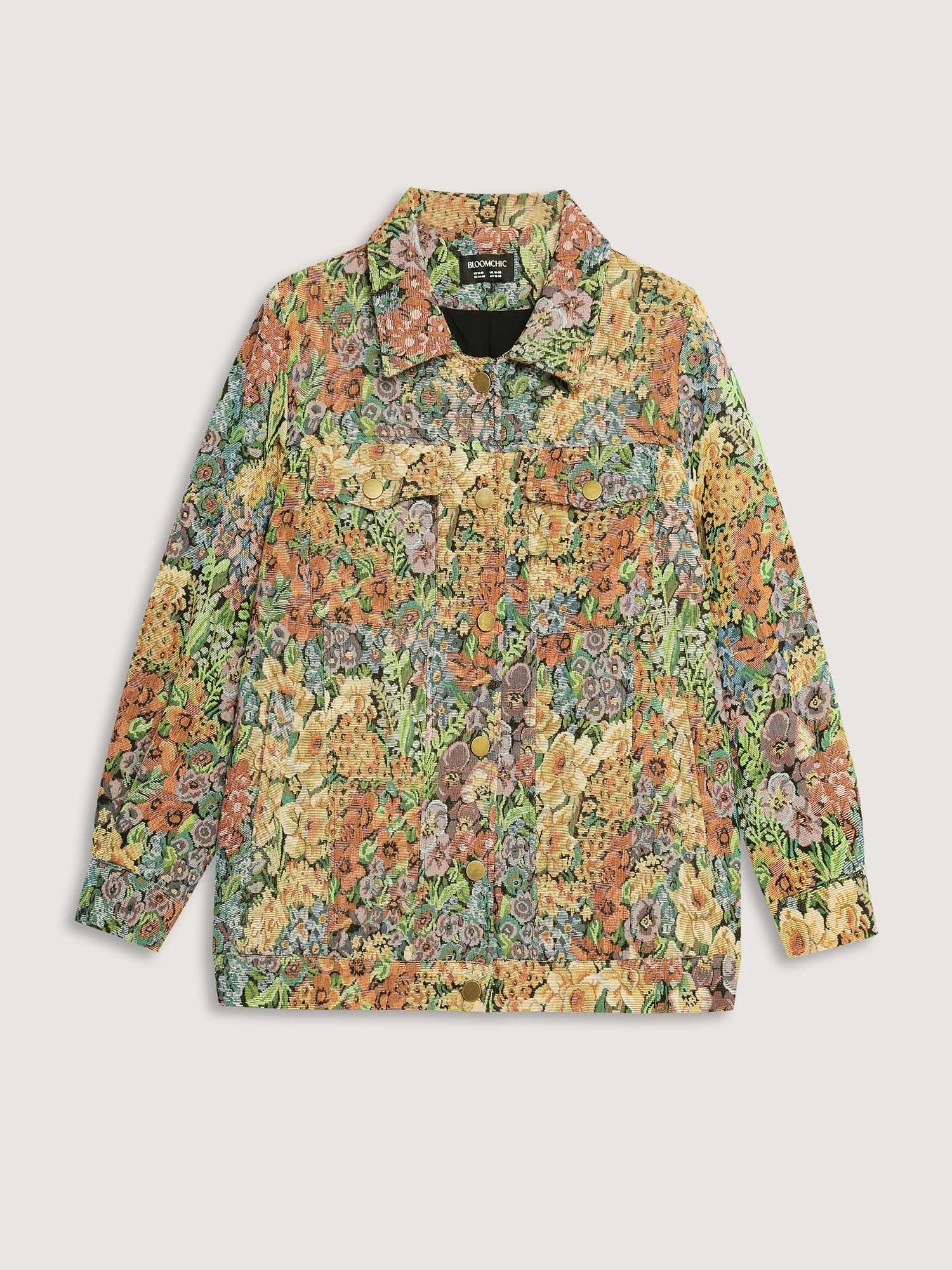 Floral Textured Lined Pockets Coat - Image 8