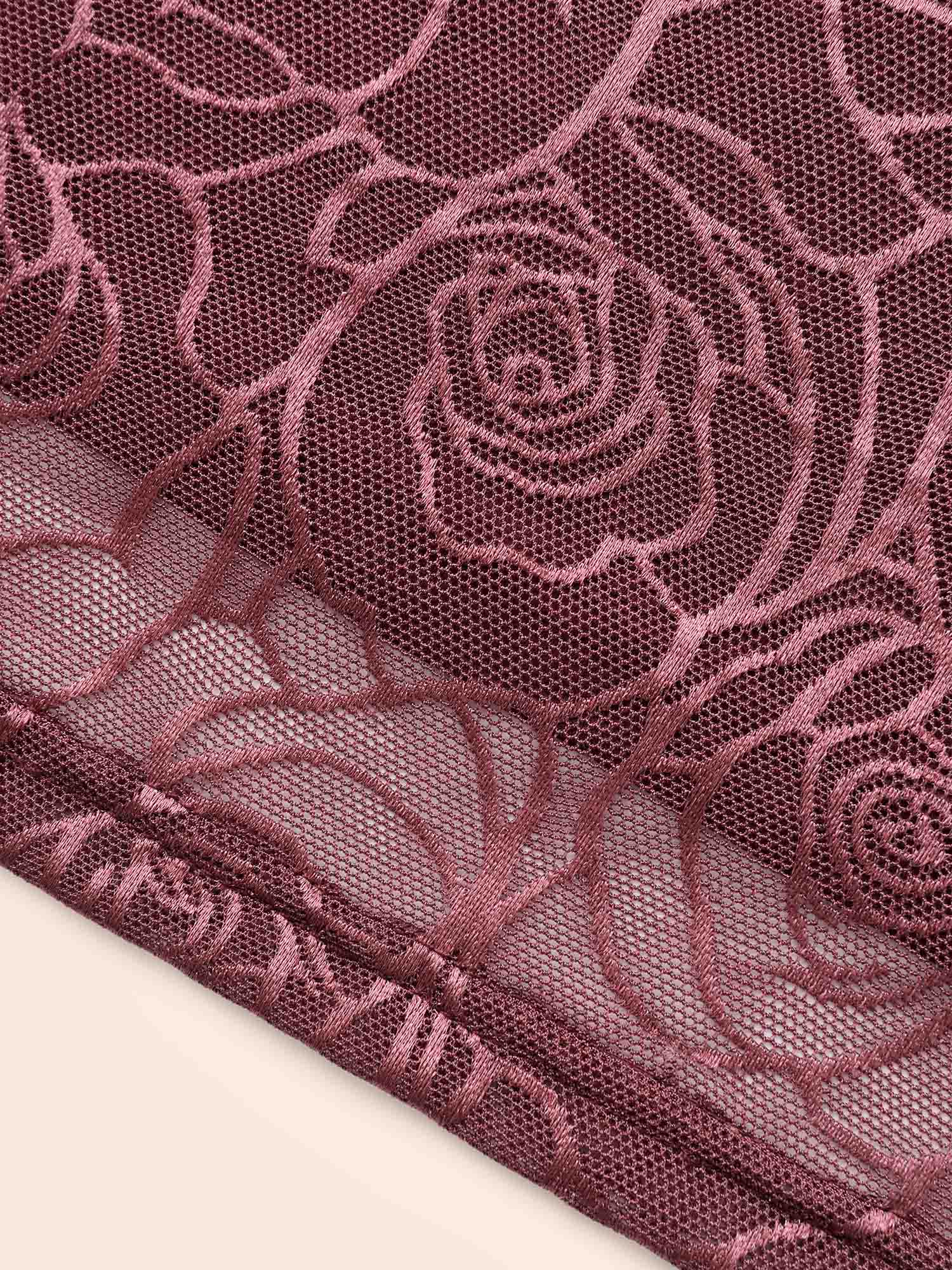 Floral Textured Mesh Elastic Waist Skirt - Image 6