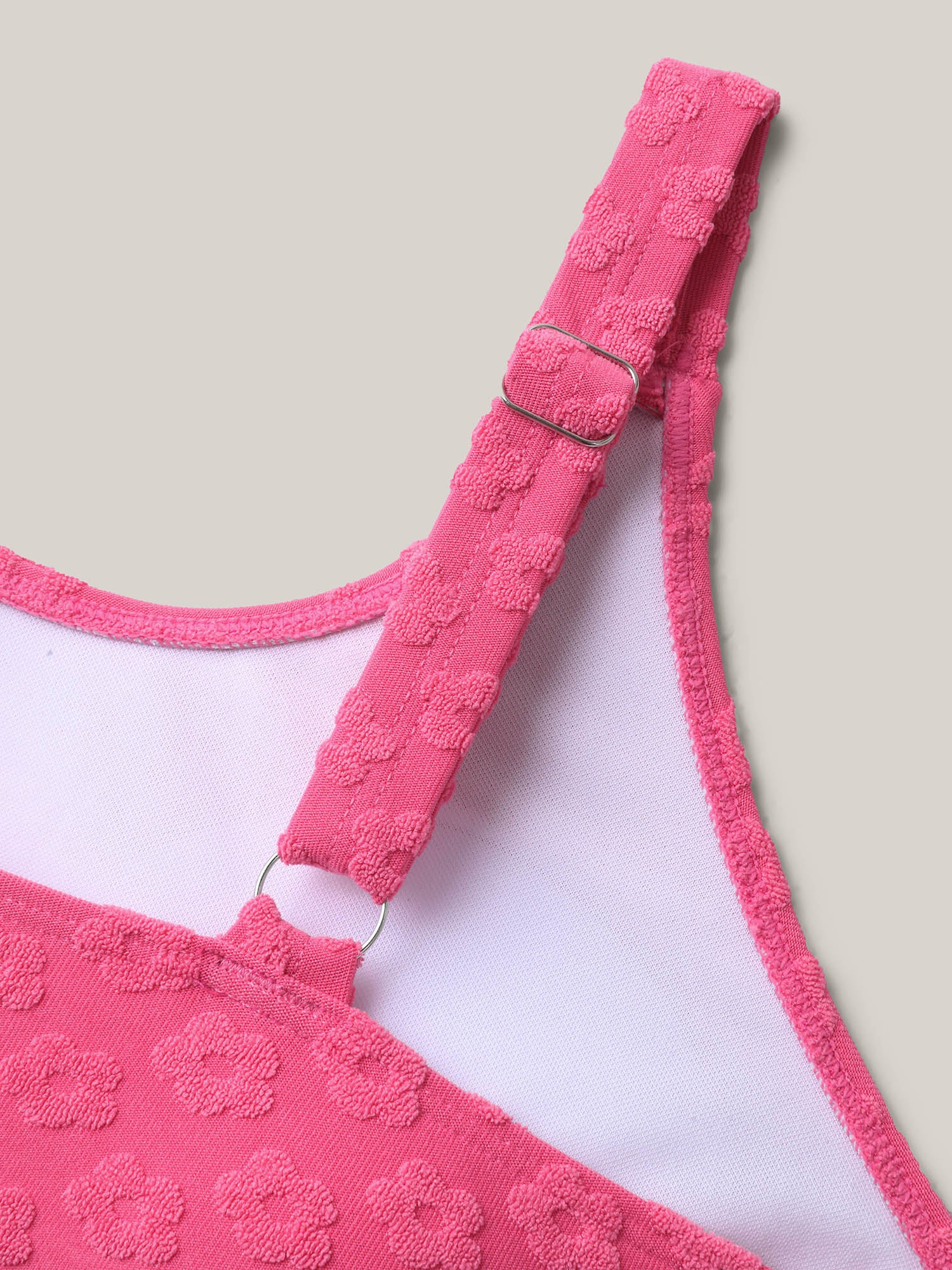Floral Textured Overlap Split Swim Top - Image 7