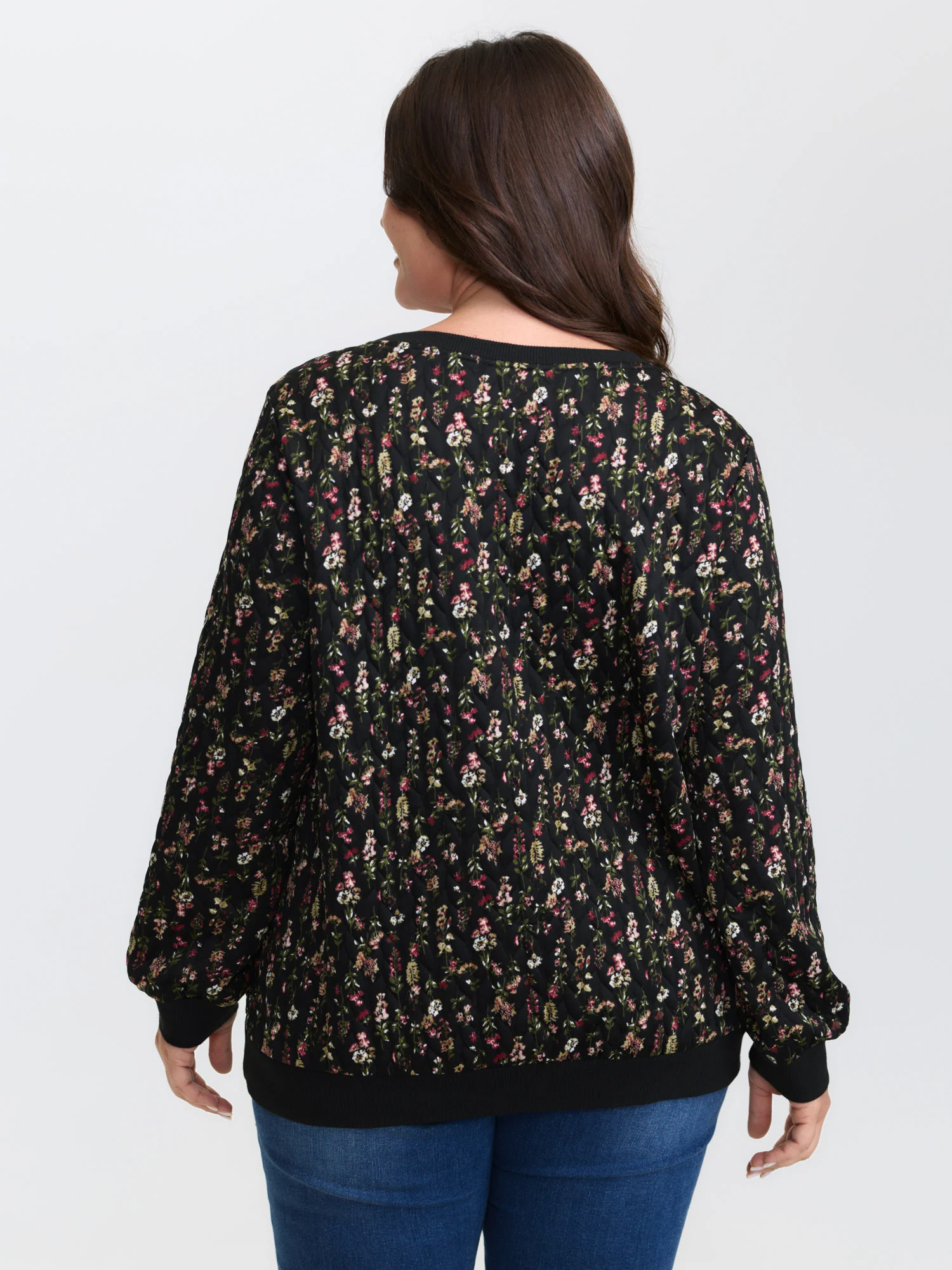 Floral Textured Round Neck Sweatshirt - Image 4
