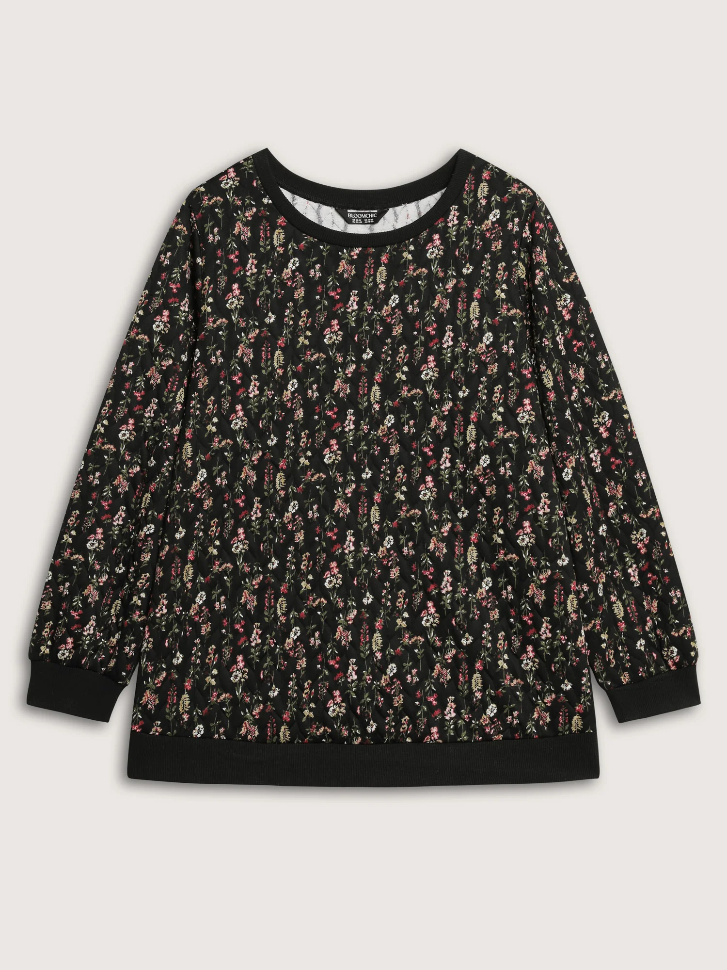 Floral Textured Round Neck Sweatshirt - Image 7