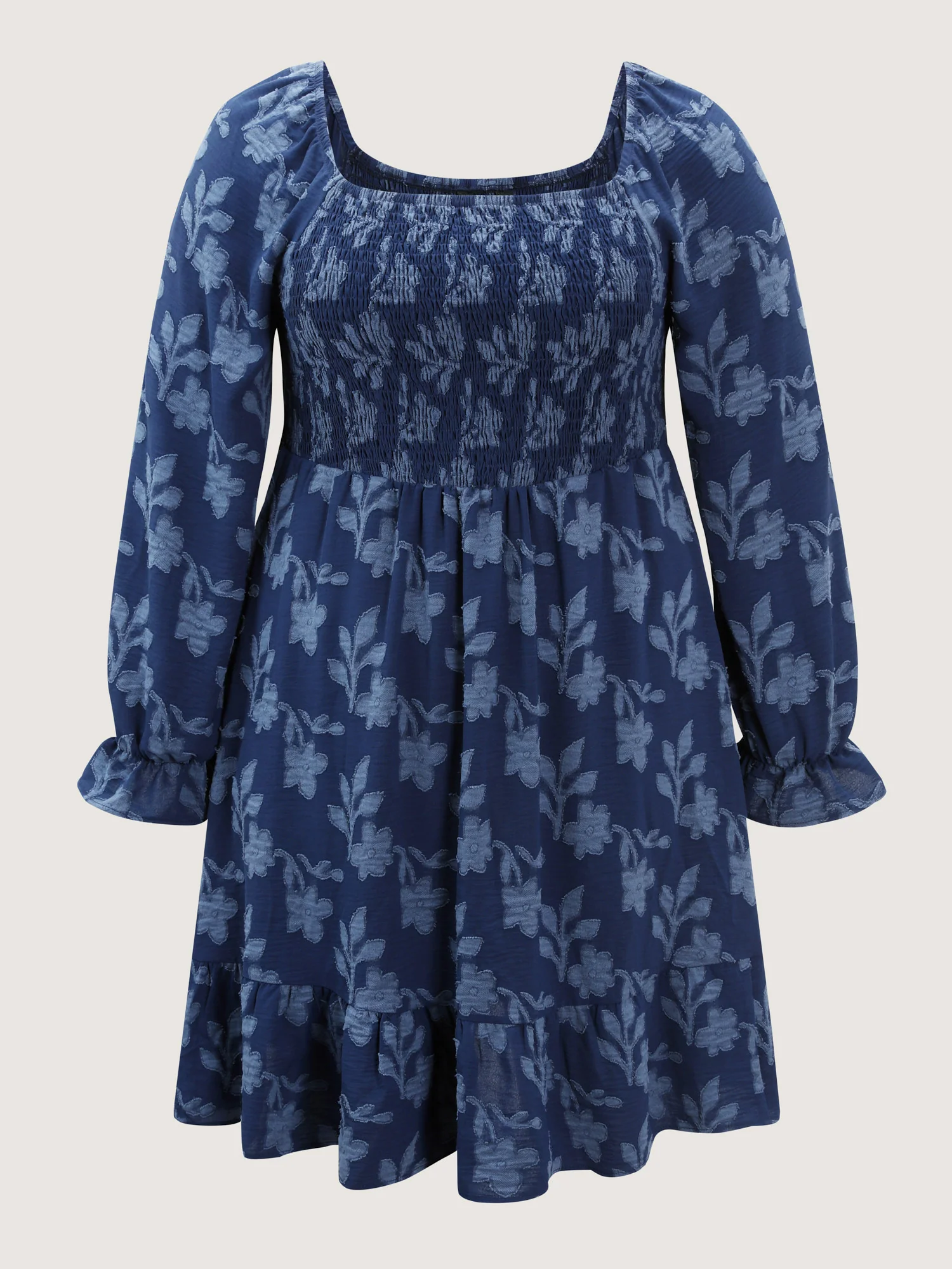Floral Textured Shirred Bodice Mini Dress - Image 7