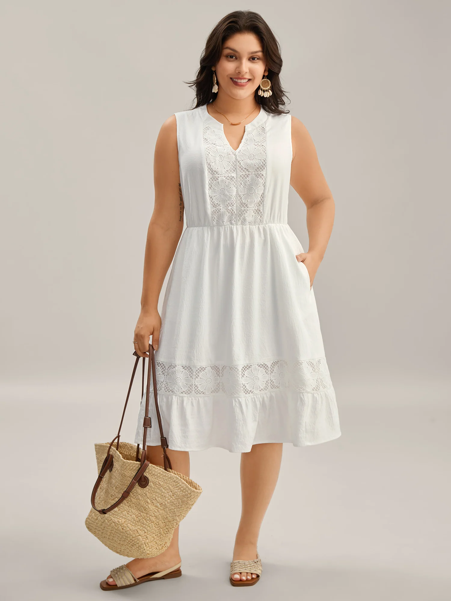 Floral Textured Solid Tiered Hem Mini Dress