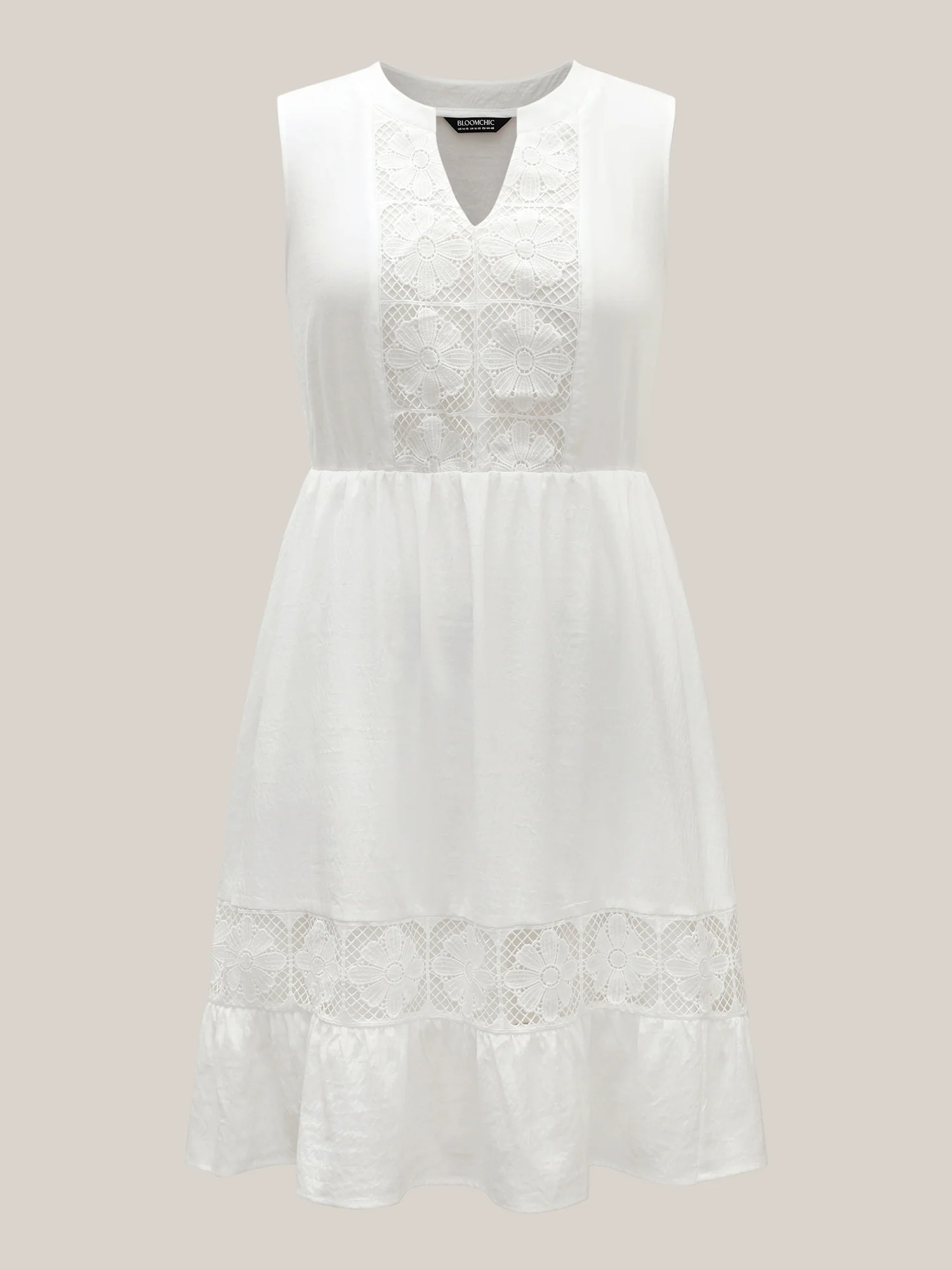 Floral Textured Solid Tiered Hem Mini Dress - Image 5