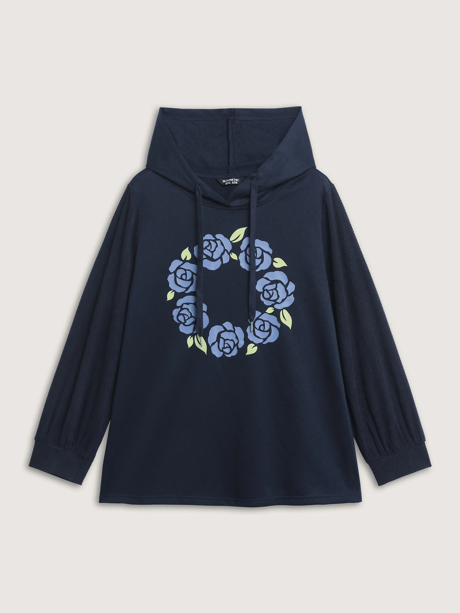Floral Textured Spliced Hoodie - Image 7