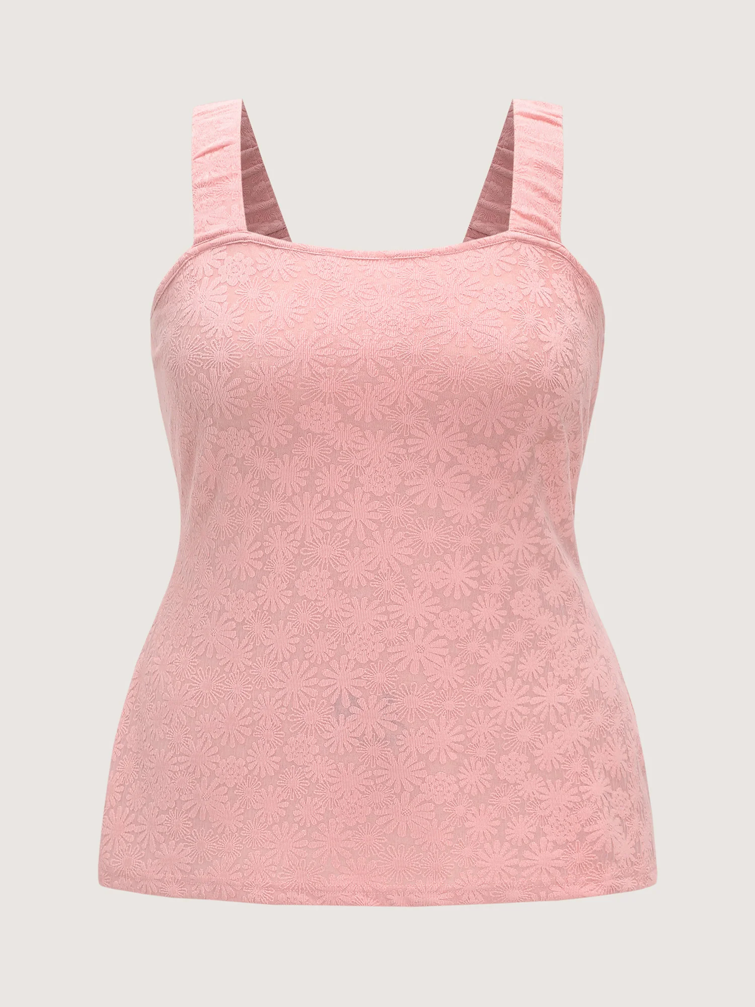 Floral Textured Wide Straps Tank Top - Image 6
