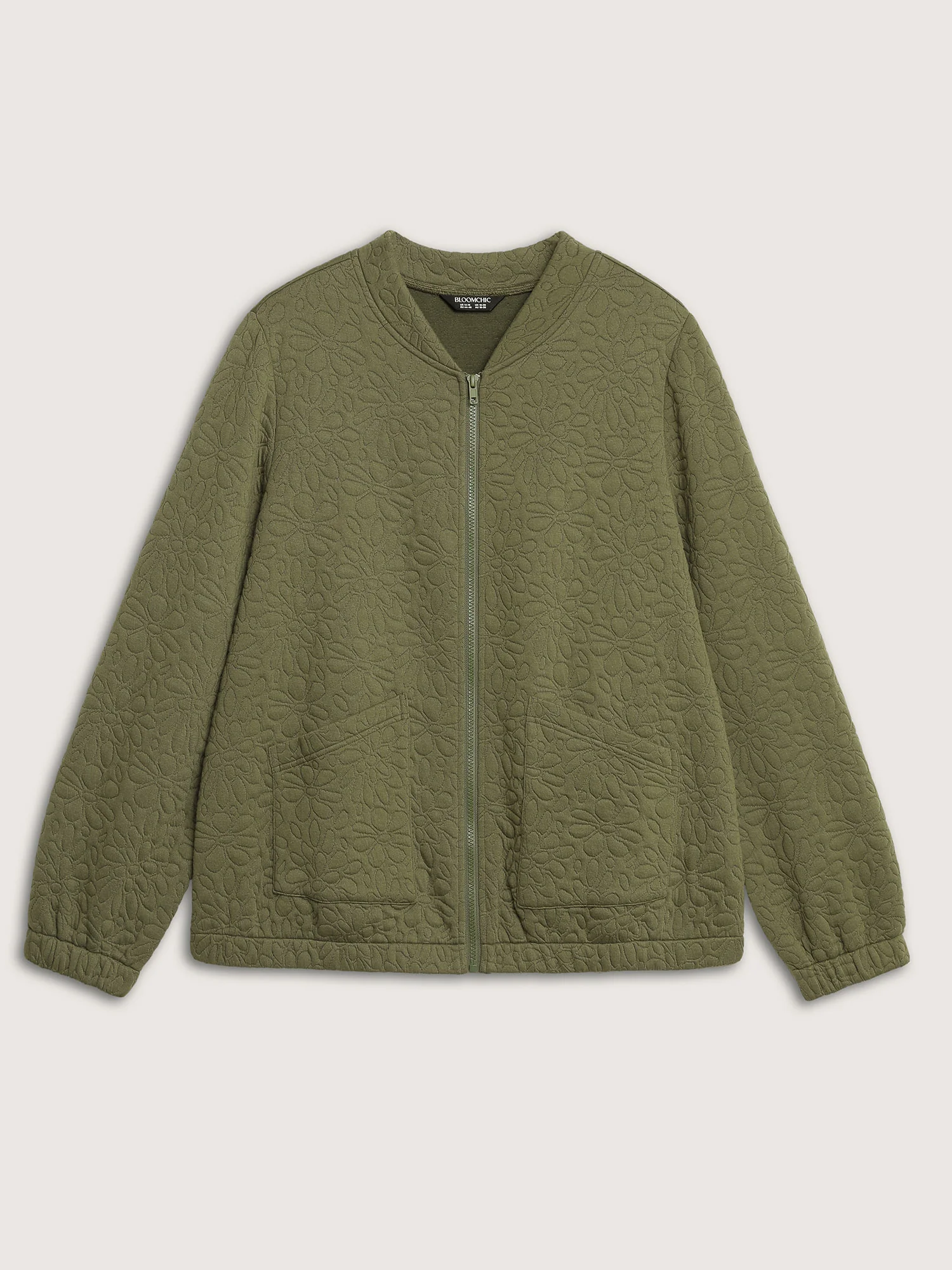 Floral Textured Zipper Front Jacket - Image 8