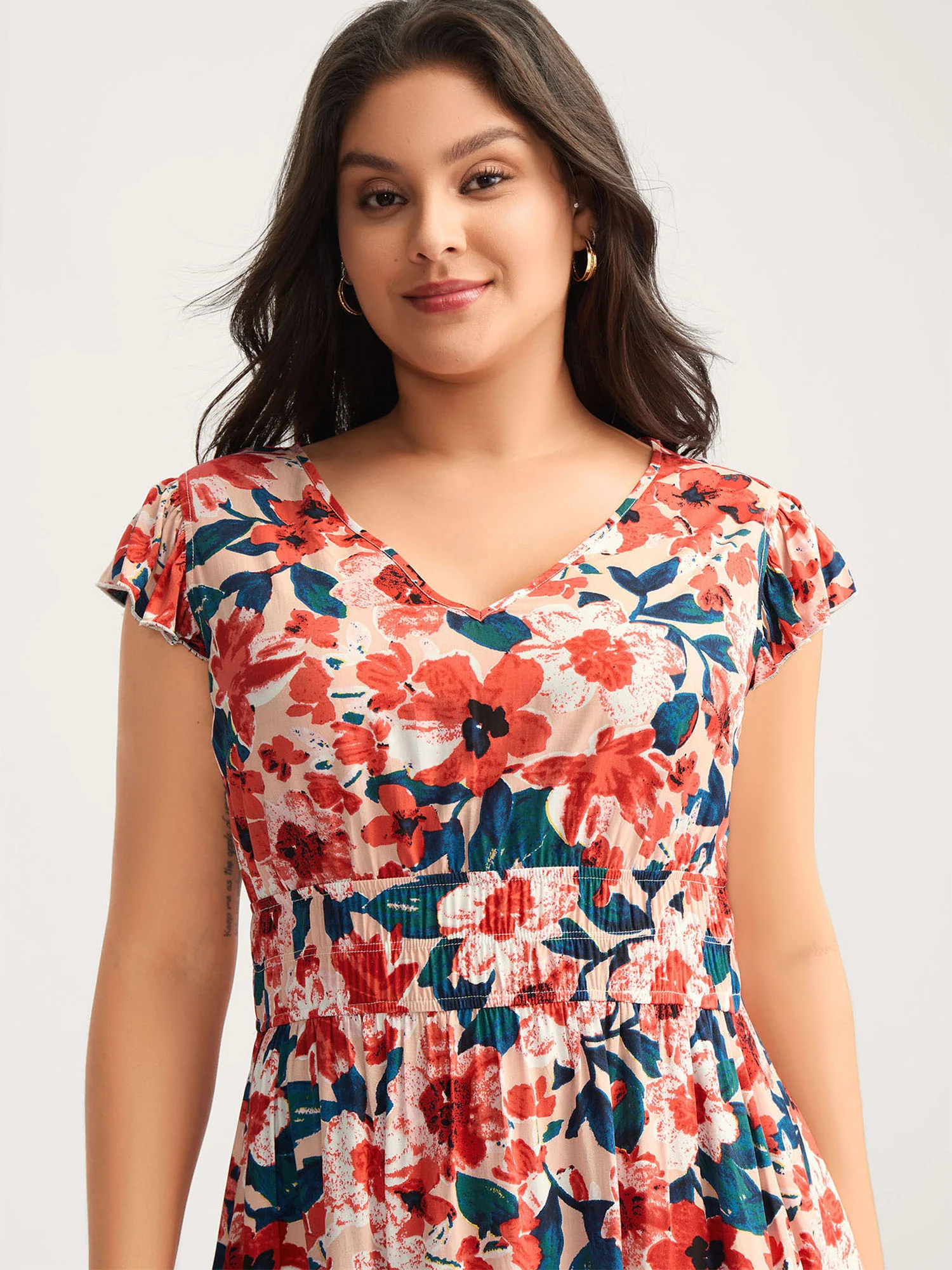 Floral Three-Layered Stretchy Waist Mini Dress - Image 2