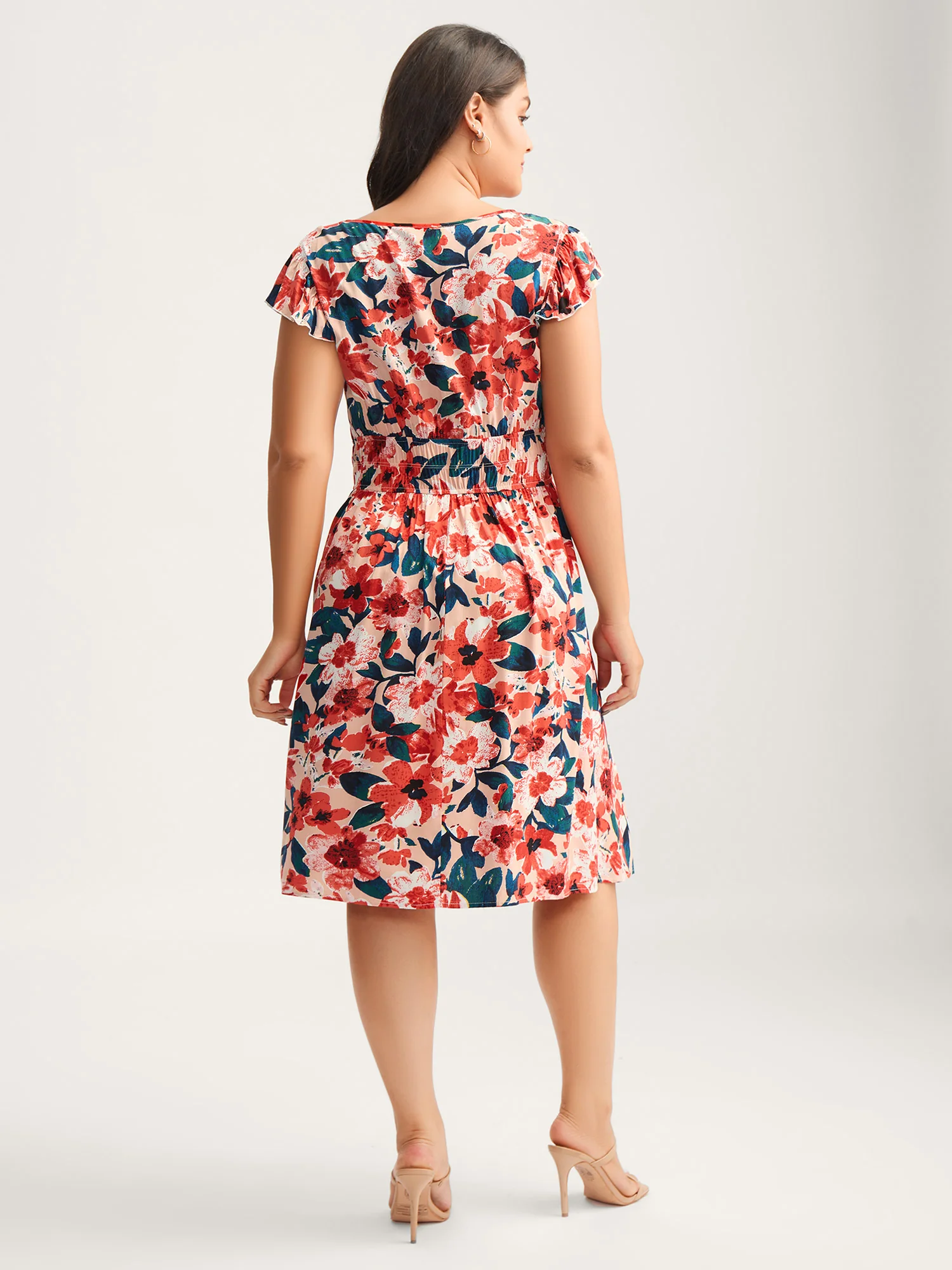Floral Three-Layered Stretchy Waist Mini Dress - Image 4