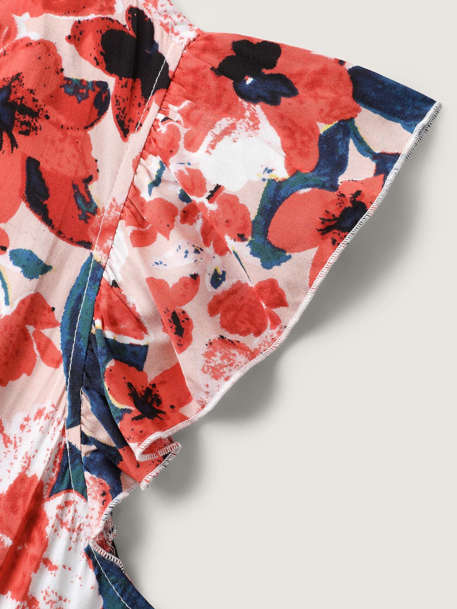 Floral Three-Layered Stretchy Waist Mini Dress - Image 5