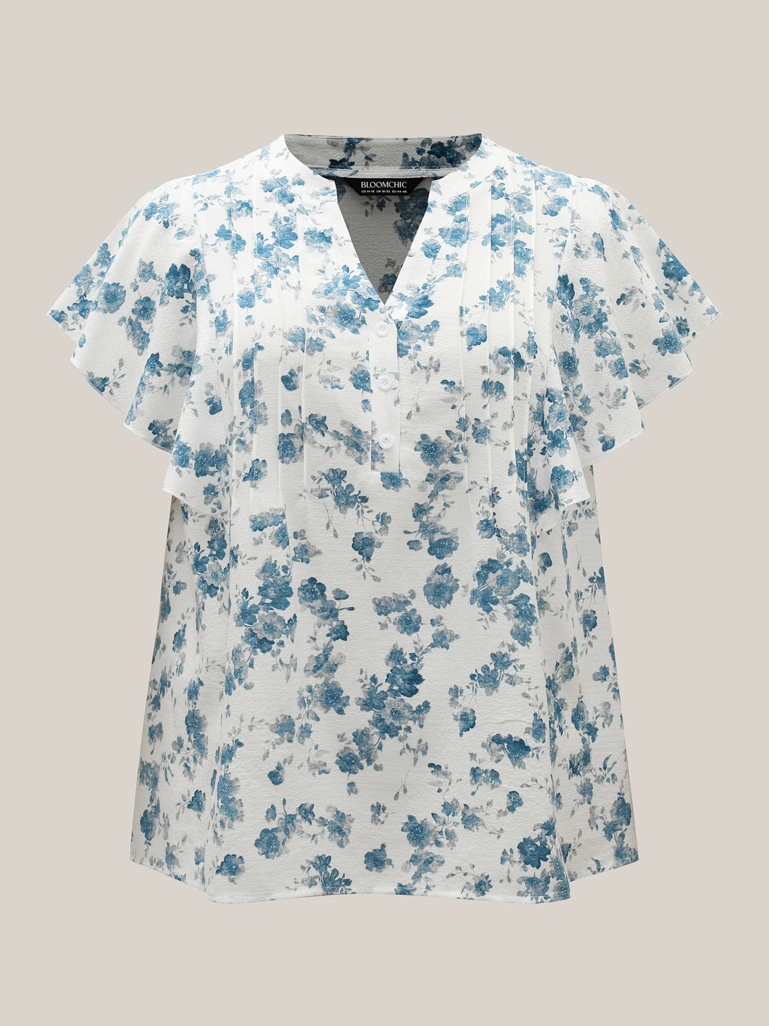 Floral Toothpick Pleat Sheer Blouse - Image 5