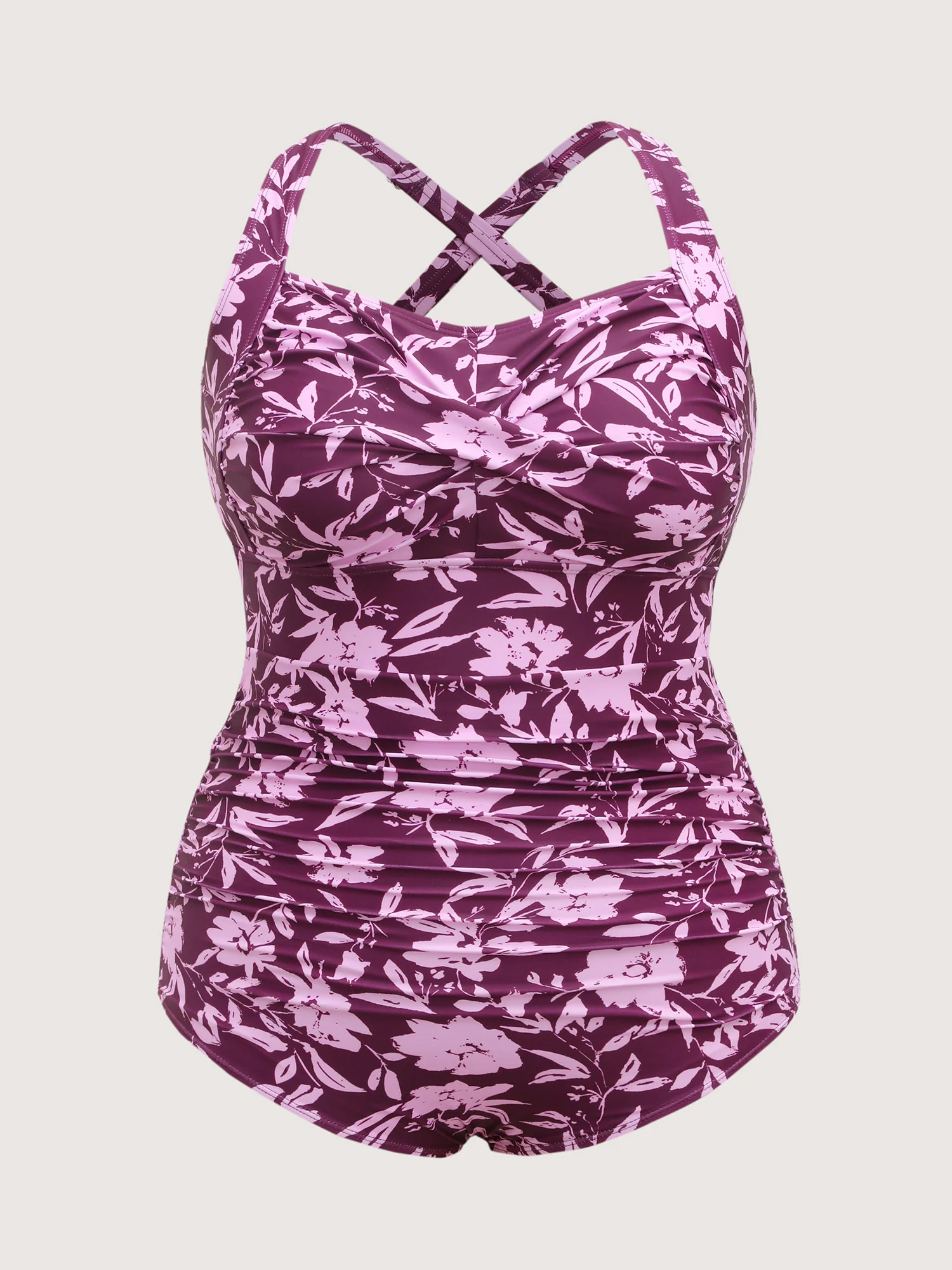 Floral Twist Ruched One-Piece Swimsuit - Image 7