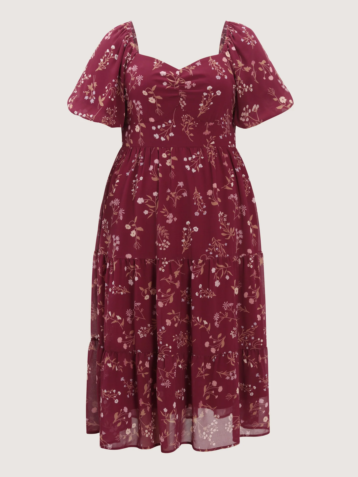 Floral Vanilla Print Sweetheart Neckline Maxi Dress - Image 8