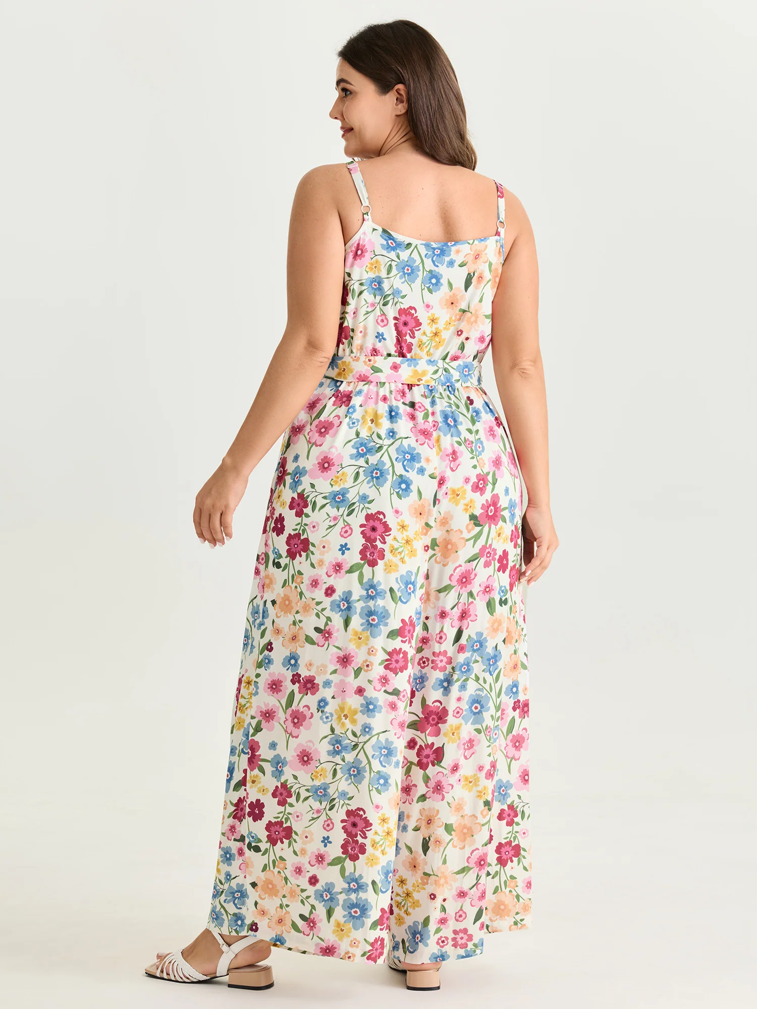 Floral Vibrance Waist-Tie Wide-Leg Jumpsuit - Image 4