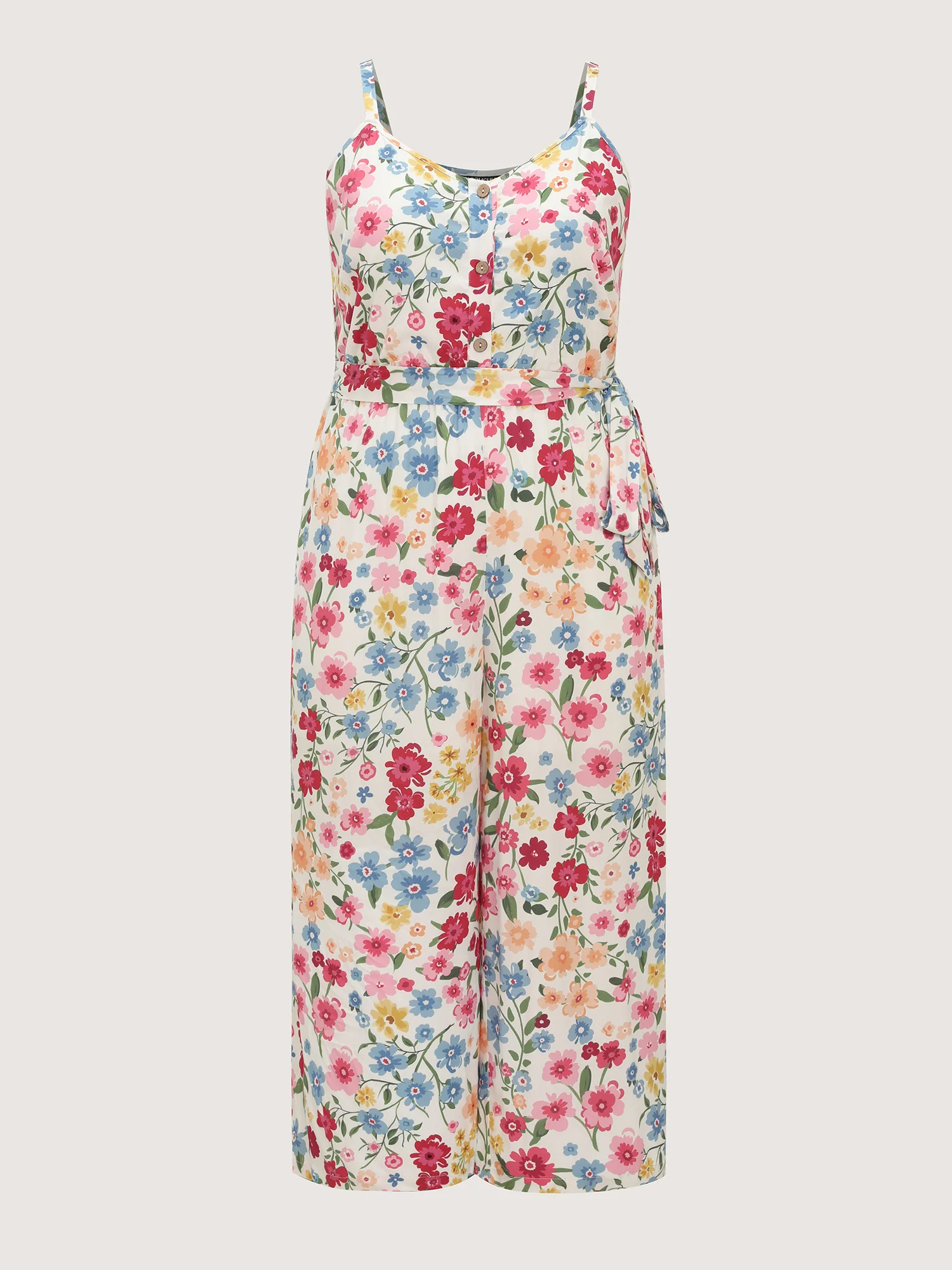 Floral Vibrance Waist-Tie Wide-Leg Jumpsuit - Image 7