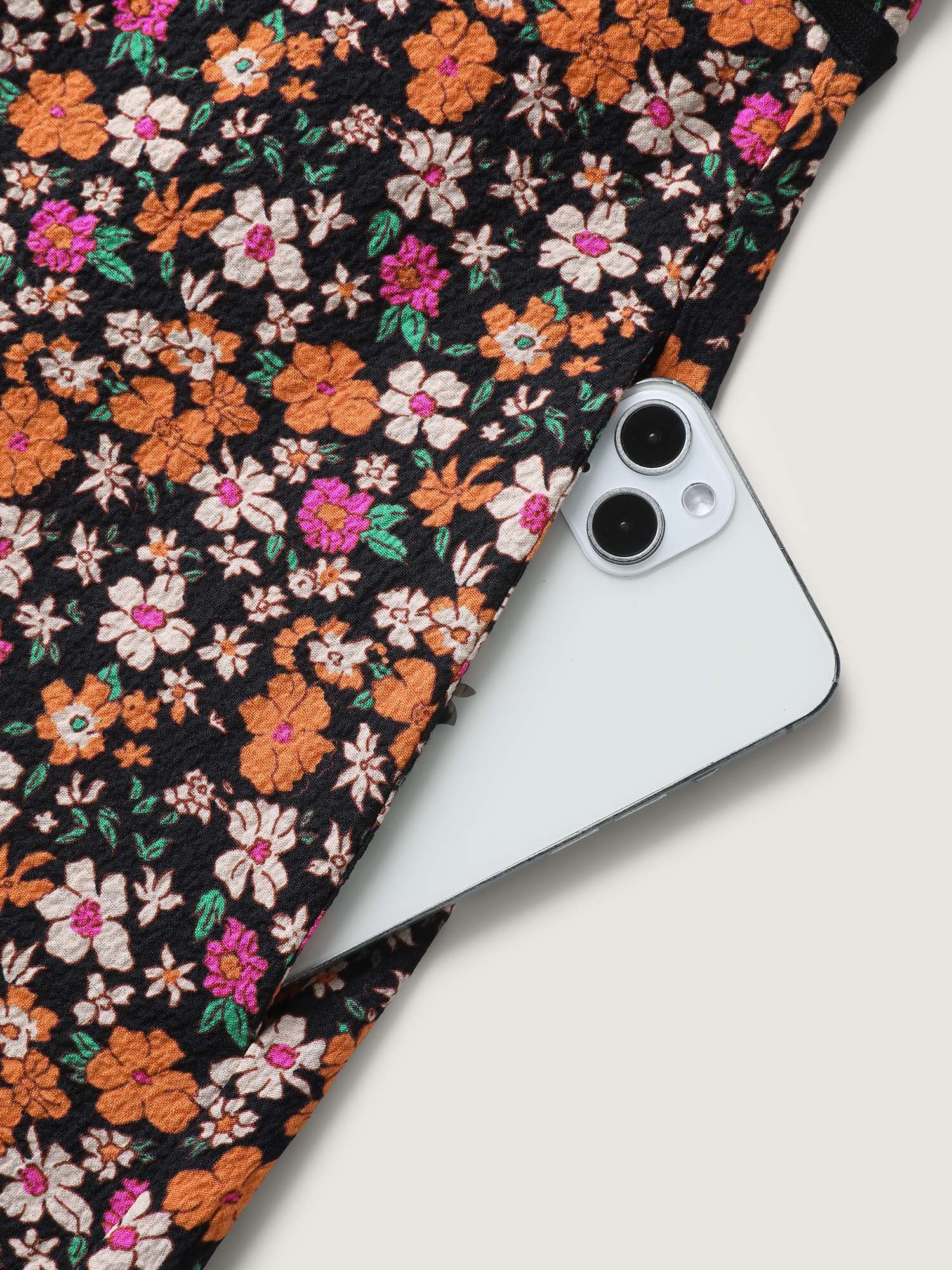 Floral Waist Tie Side Pockets Midi Dress - Image 6