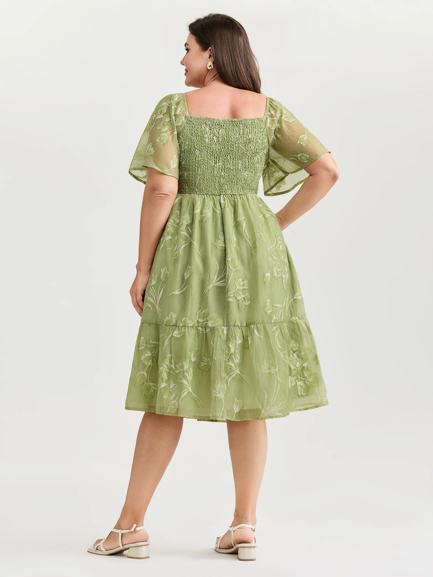 Floral Whispers Pleated Bodice Midi Dress - Image 4