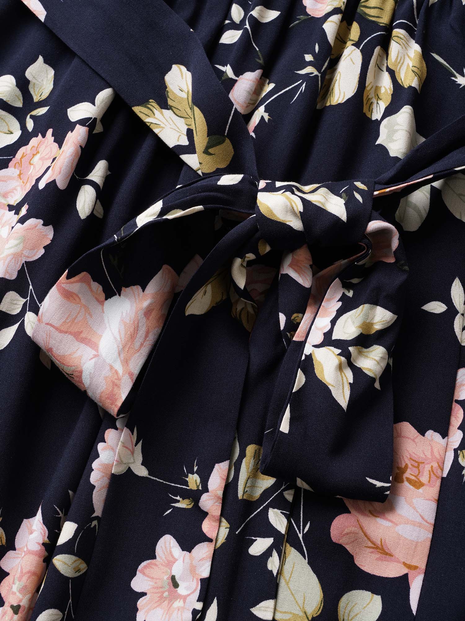 Floral Wrap Elastic Waist Belted Sleeveless Dress - Image 5