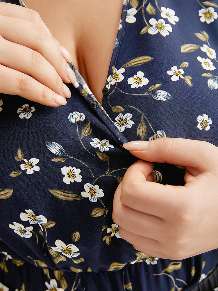 Floral Wrap Flutter Sleeve  Woven Blouse - Image 8
