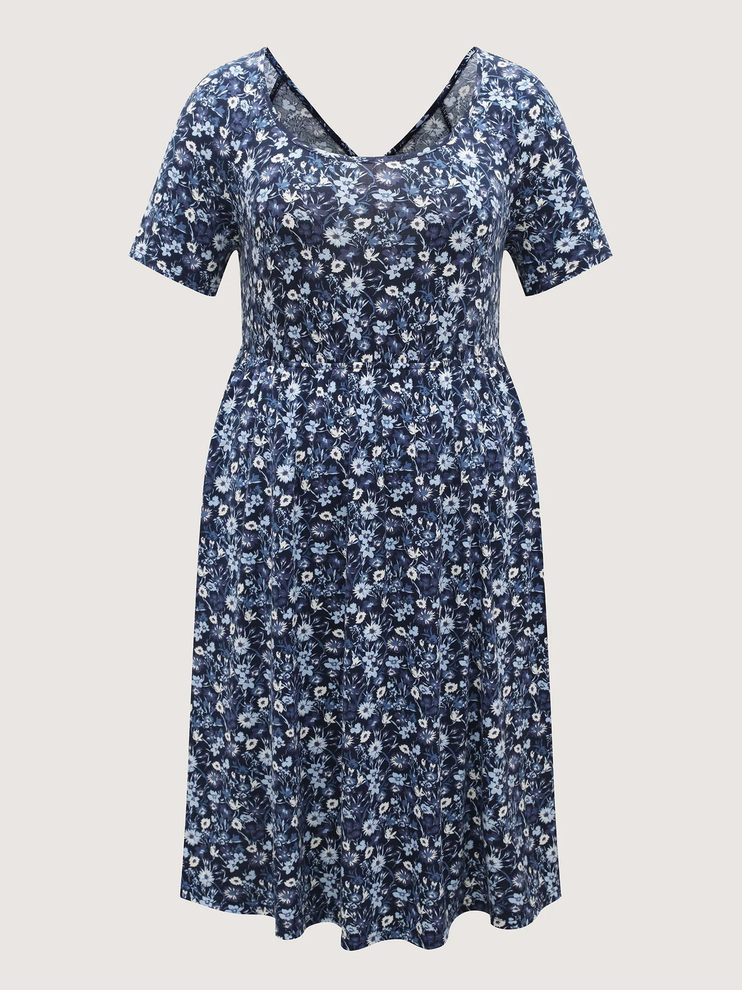 Florals Crossover Back Cut-Out Midi Dress - Image 8