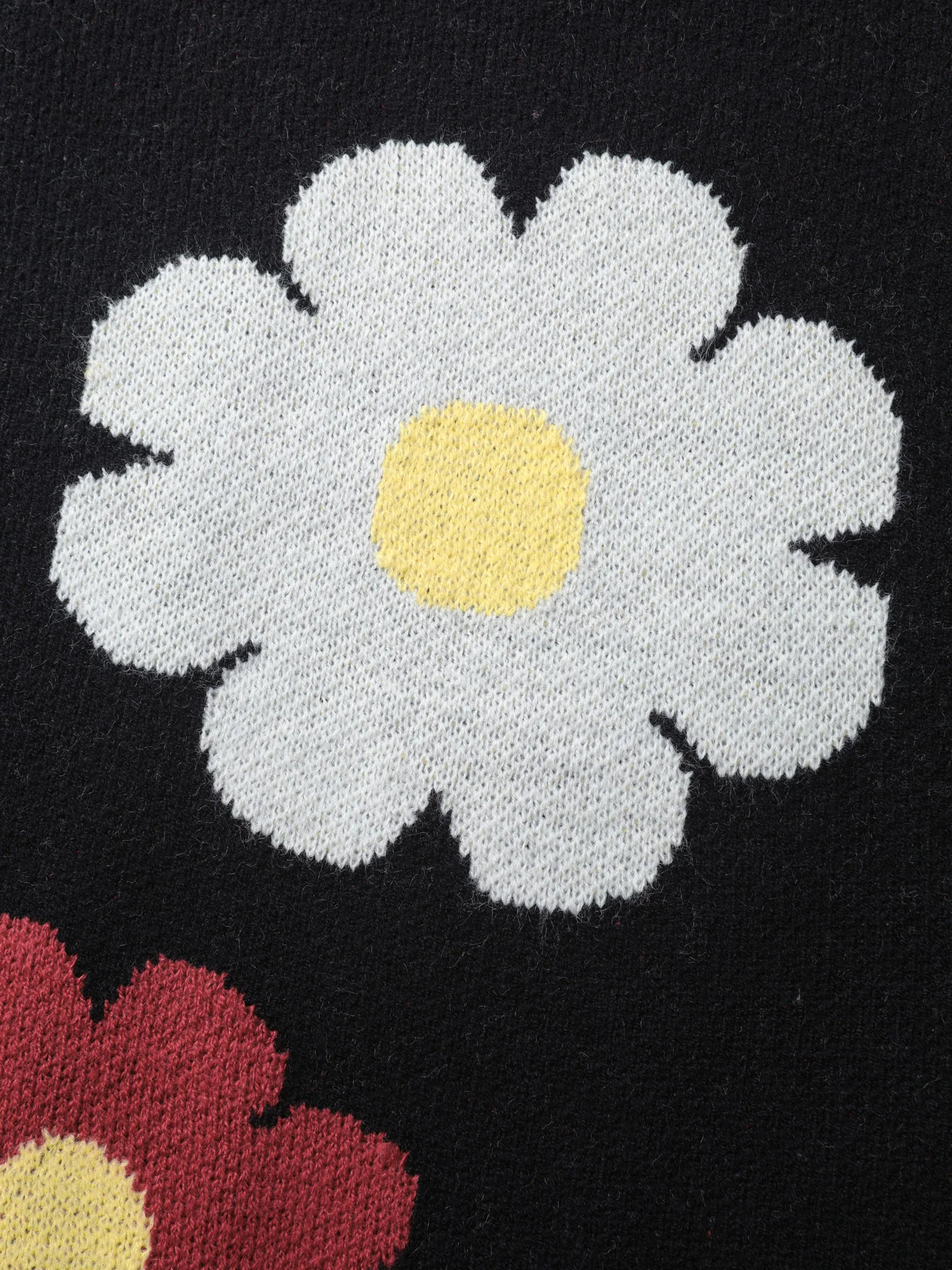 Flower Pattern Jacquard Crew Neck Pullover - Image 6