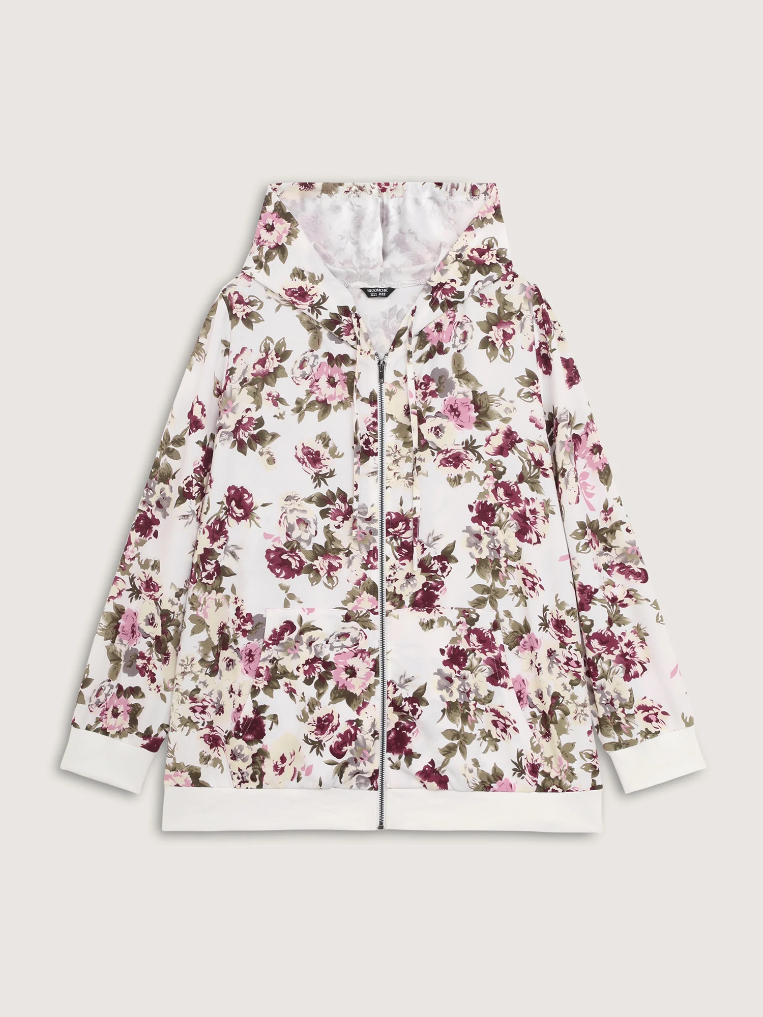 Flower Print Pockets Zipper Jacket - Image 8