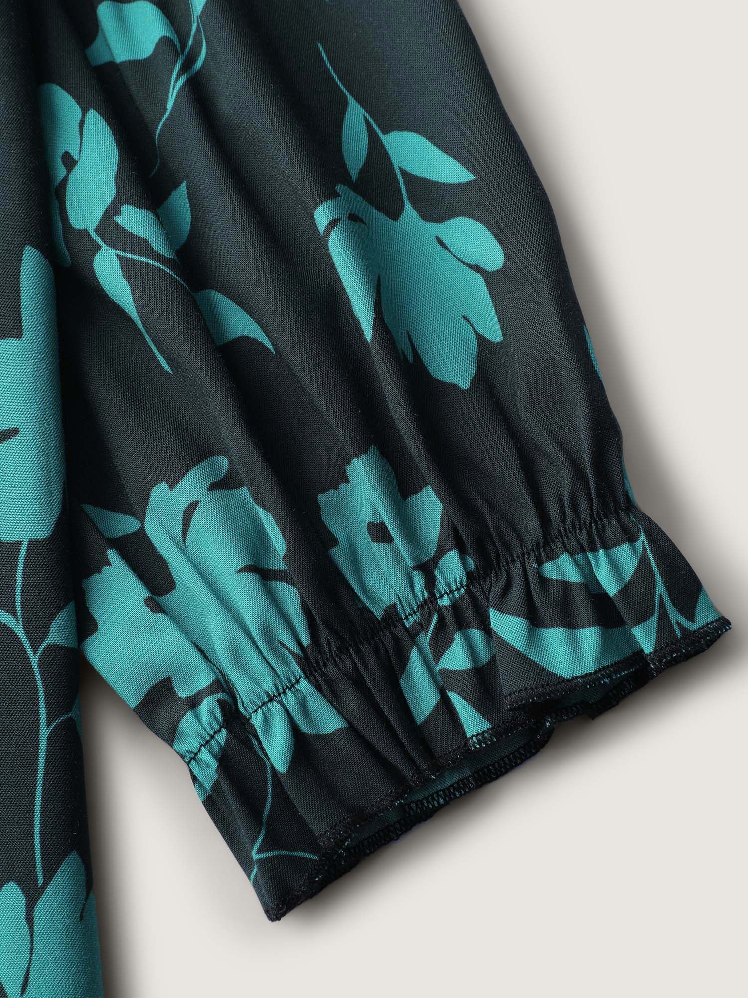 Flower Silhouette Neck-Tie Blouse - Image 5