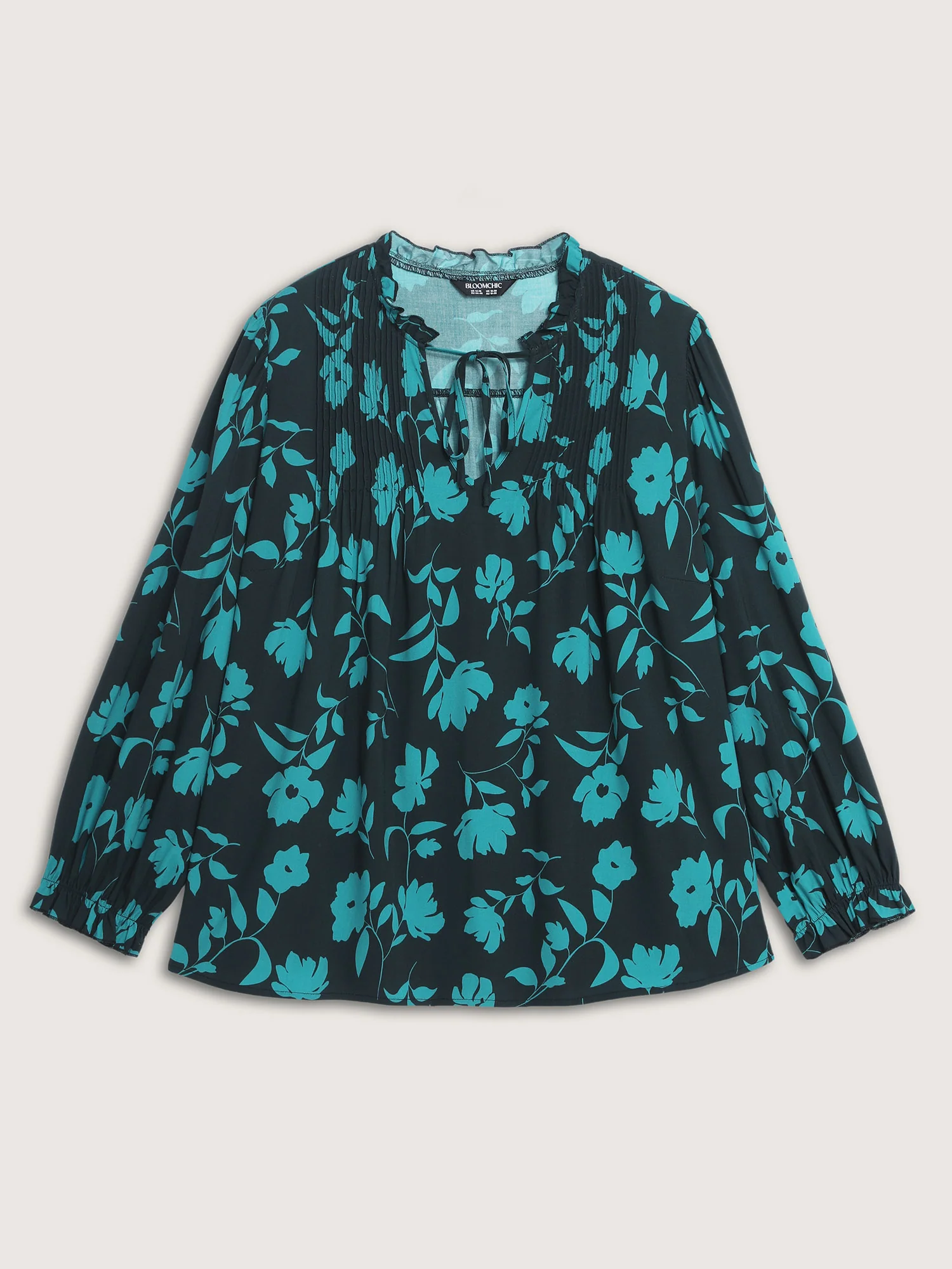 Flower Silhouette Neck-Tie Blouse - Image 7