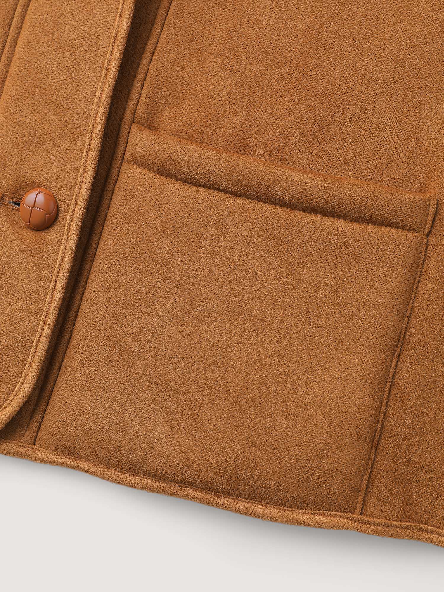Fluffy Contrast Buttons Quilted Jacket - Image 7