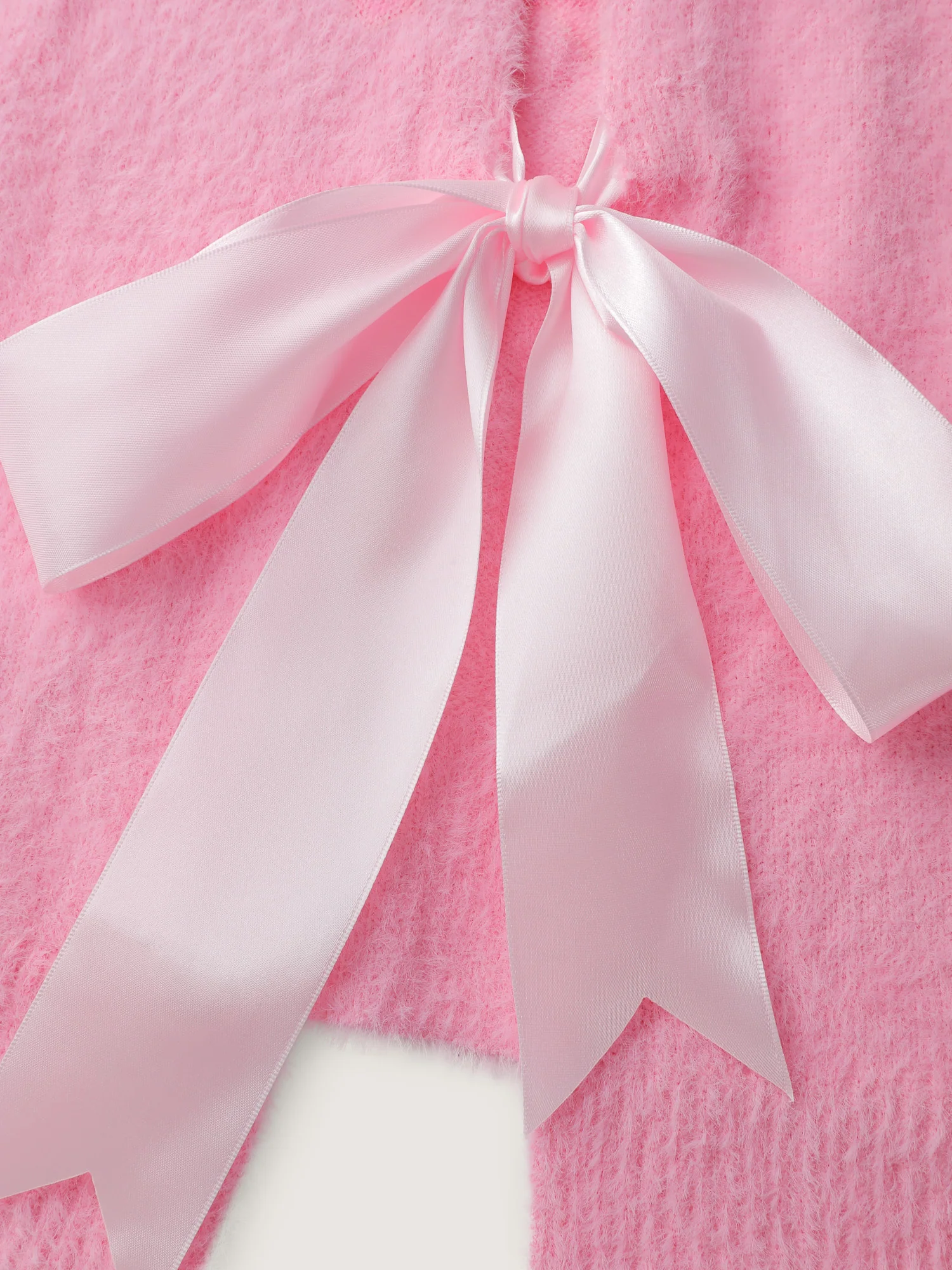 Fluffy Ribbon Bowtie Knit Cardigan - Image 5