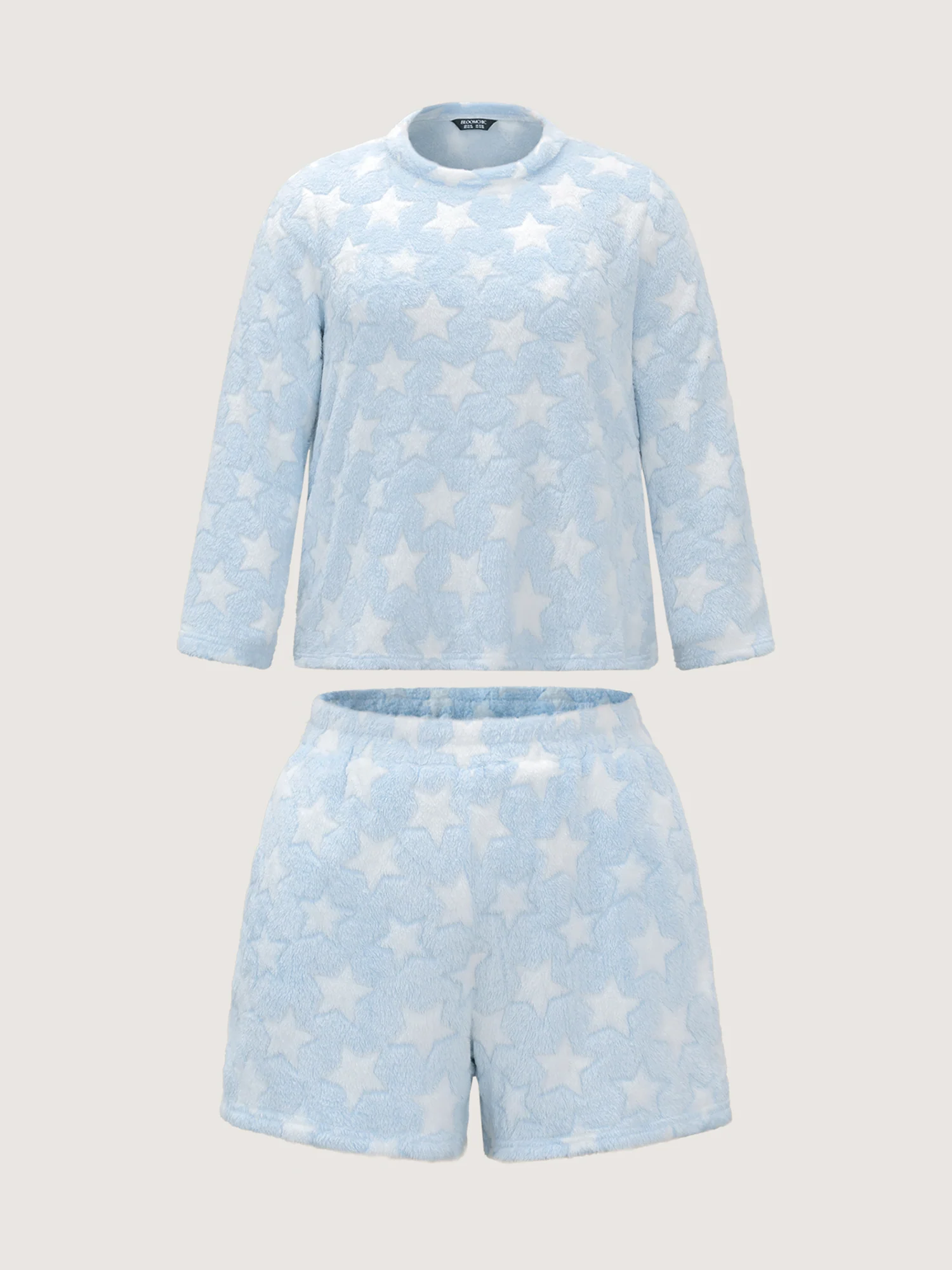 Fluffy Star Print Pockets Loungewear Set - Image 10