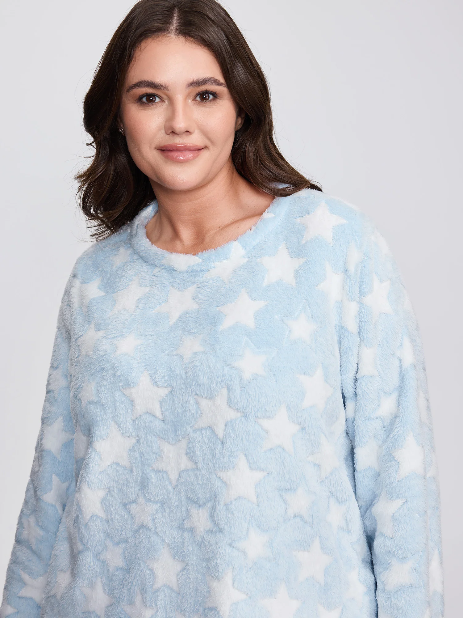 Fluffy Star Print Pockets Loungewear Set - Image 2