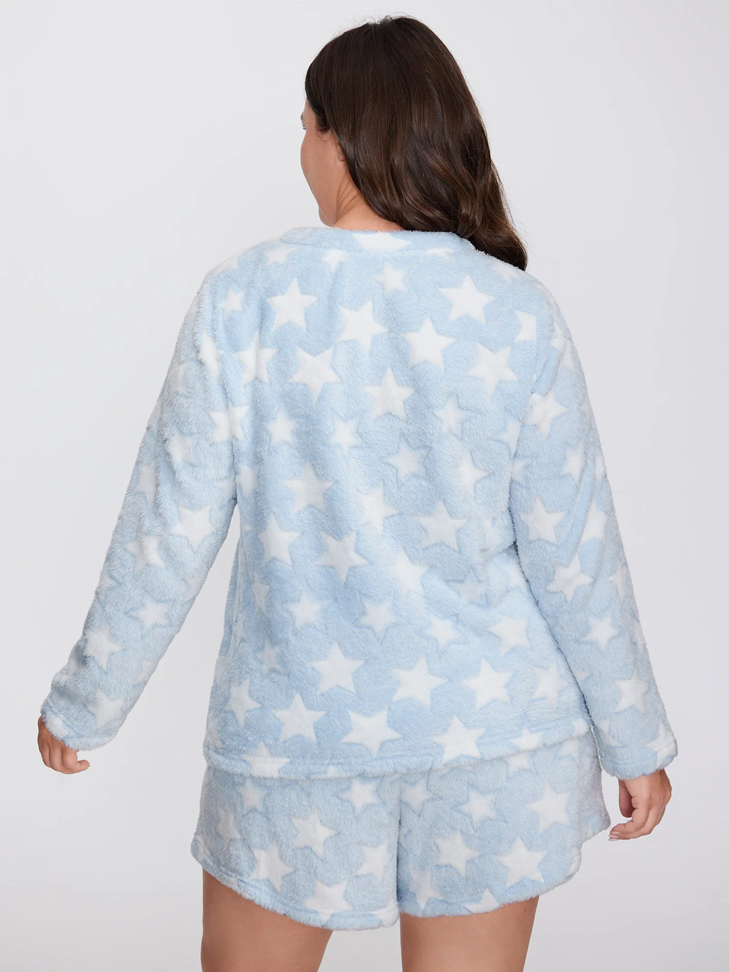 Fluffy Star Print Pockets Loungewear Set - Image 4