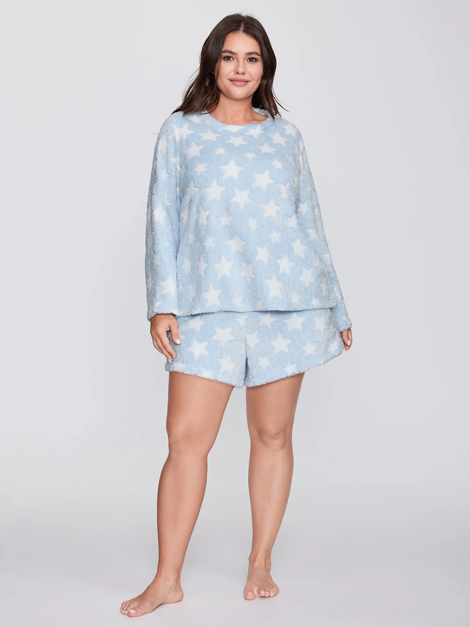 Fluffy Star Print Pockets Loungewear Set - Image 5
