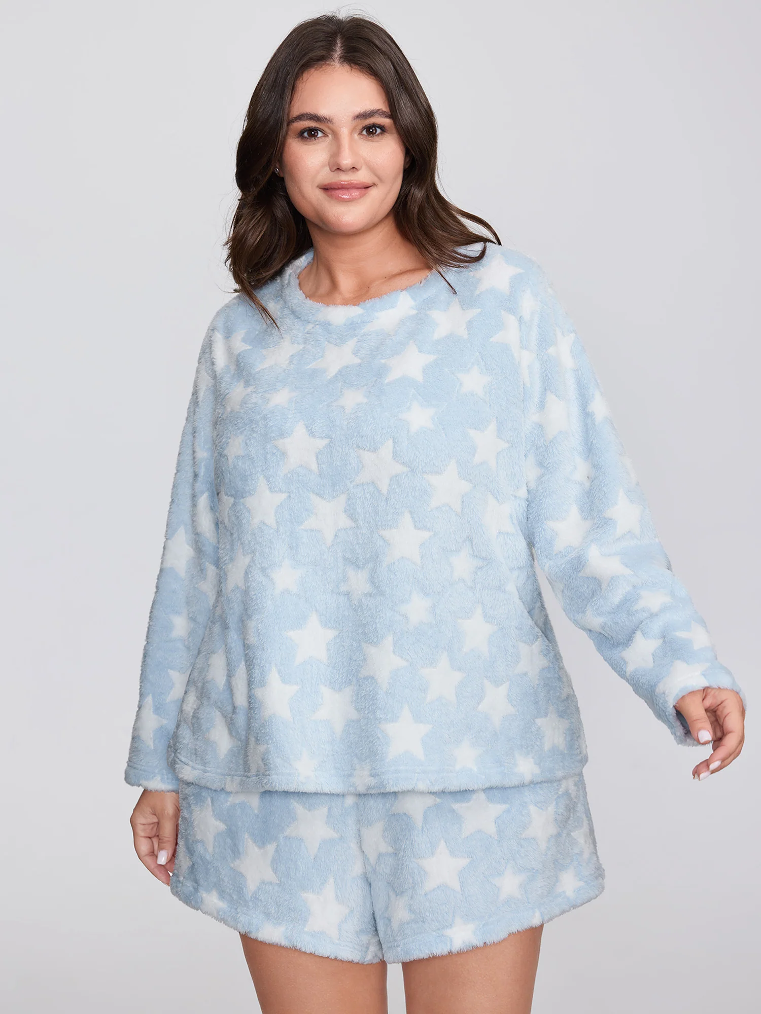 Fluffy Star Print Pockets Loungewear Set - Image 6